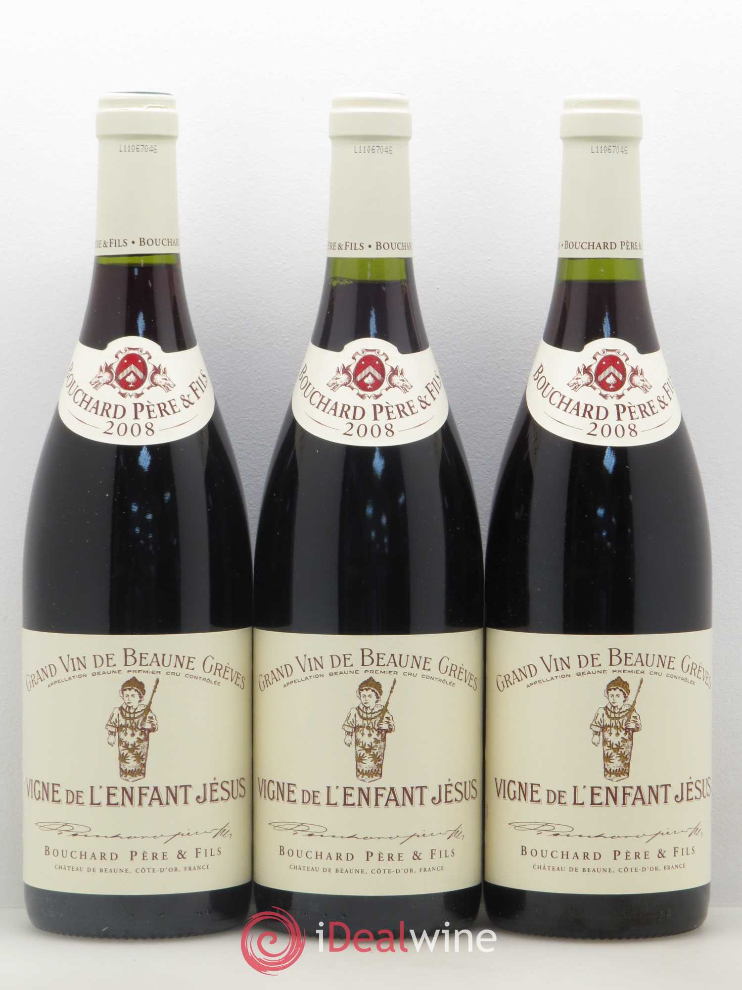 Beaune 1er Cru Grèves - Vigne de l'Enfant Jésus Bouchard Père & Fils 2008 - Lot de 3 bouteilles - 0