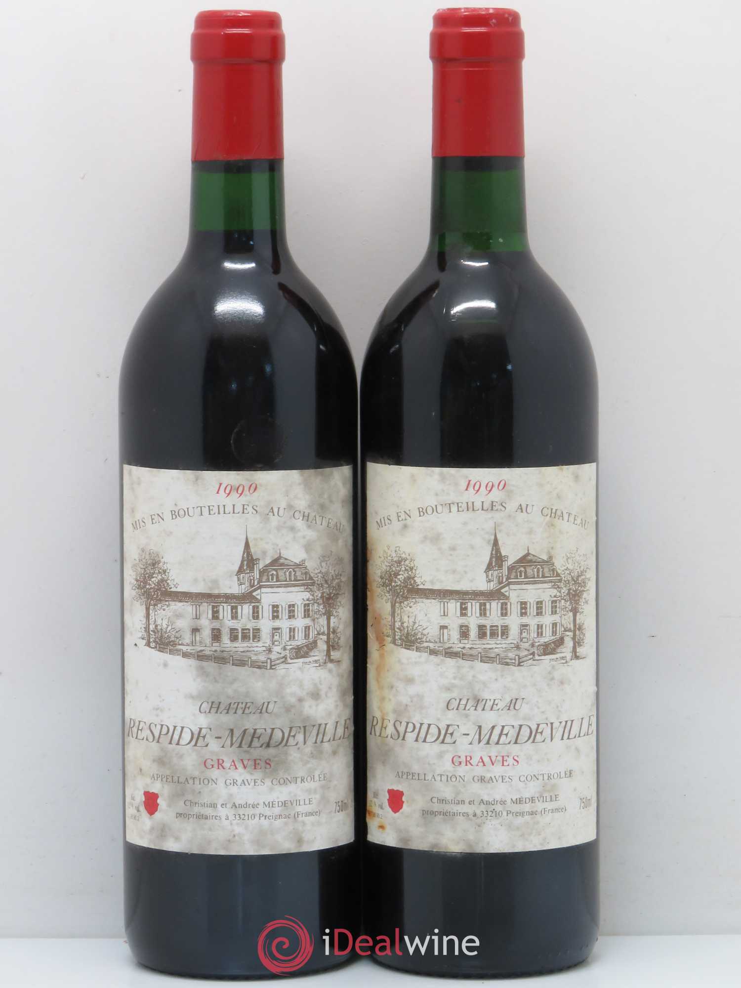 Château Respide Médeville 1990 - Lot de 2 bouteilles - 0