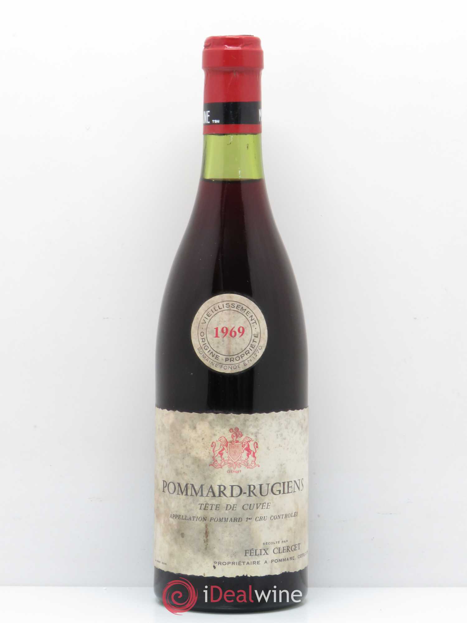Pommard 1er Cru Rugiens Tête de Cuvée Felix Clerge 1969 - Lot de 1 bouteille - 0