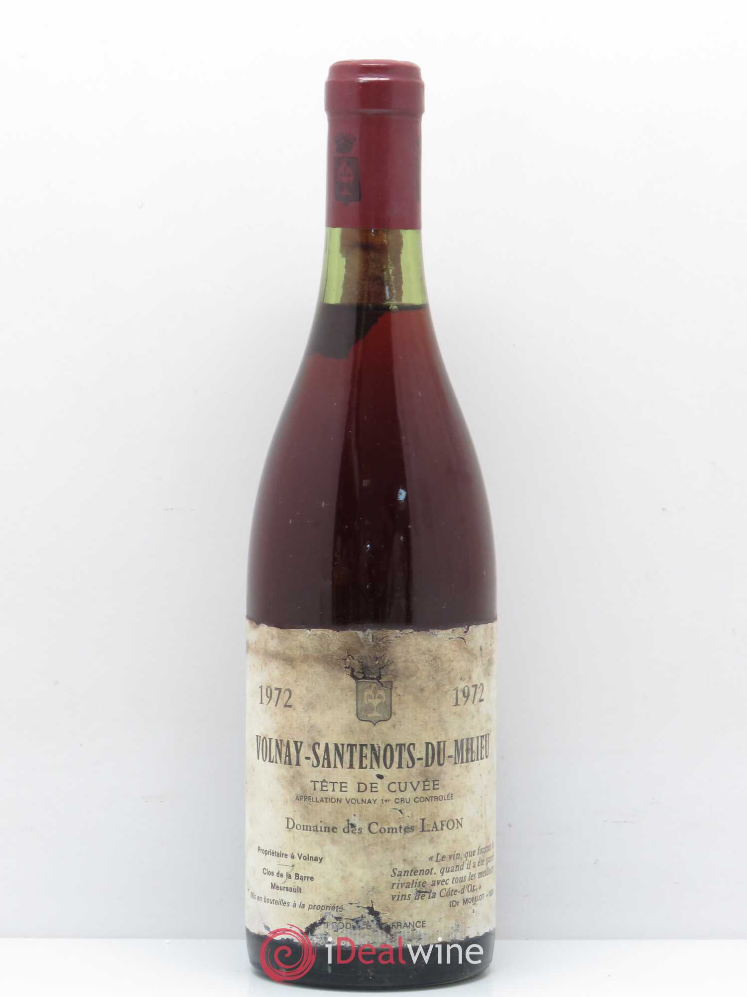 Volnay 1er Cru Santenots du Milieu Comtes Lafon (Domaine des) Tête de cuvée 1972 - Lot de 1 bouteille - 0
