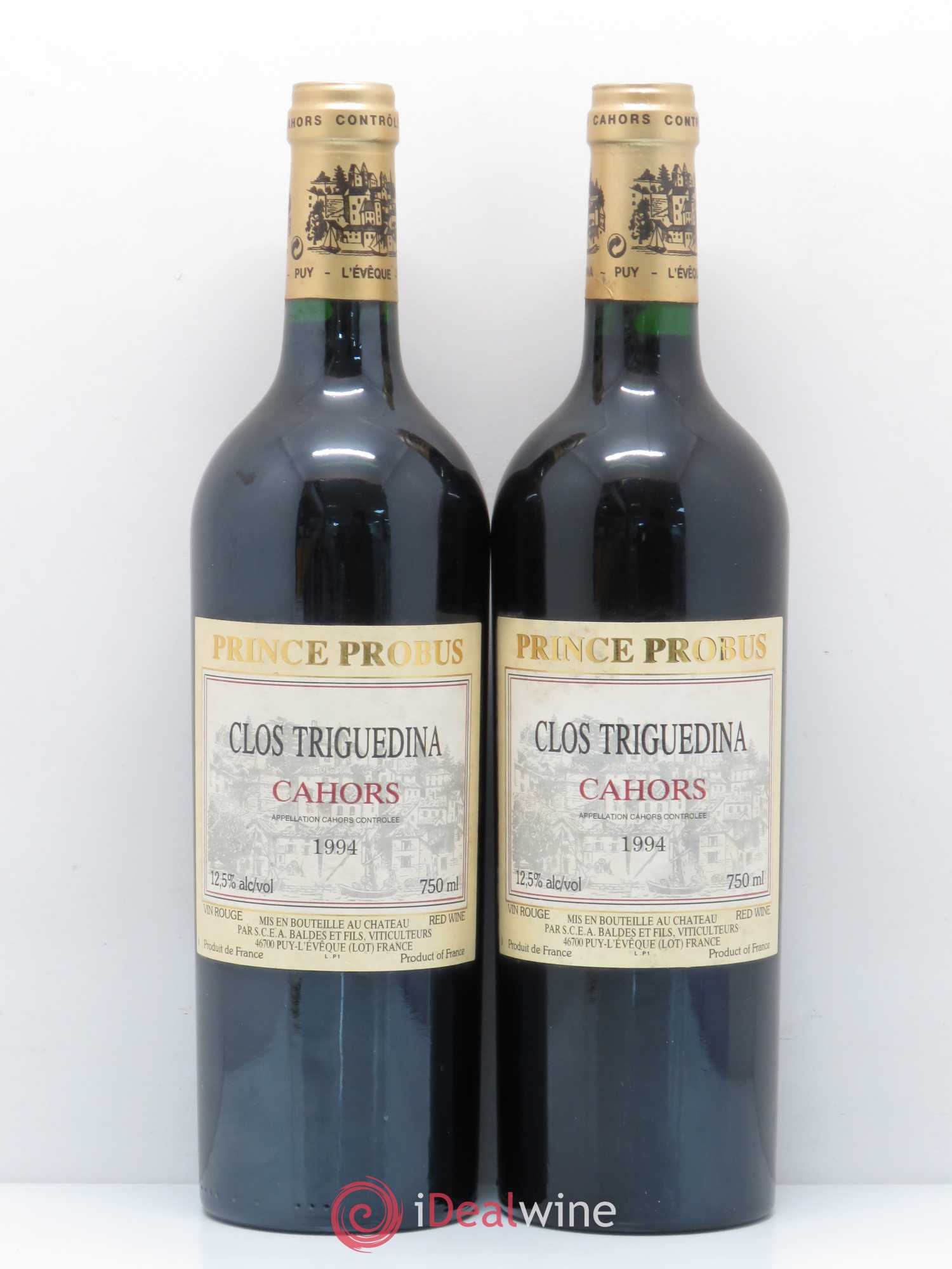 Cahors Clos Triguedina Probus Jean-Luc Baldès 1994 - Lot de 2 bouteilles - 0
