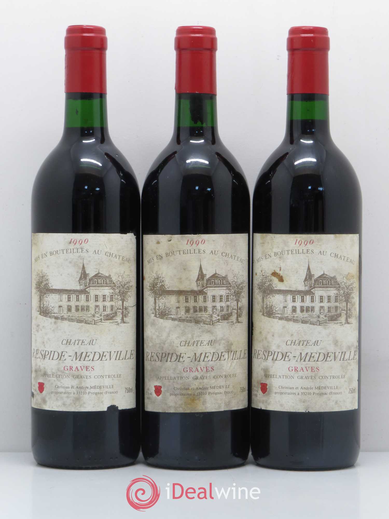 Graves Château Respide-Medeville 1990 - Posten von 3 Flaschen - 0