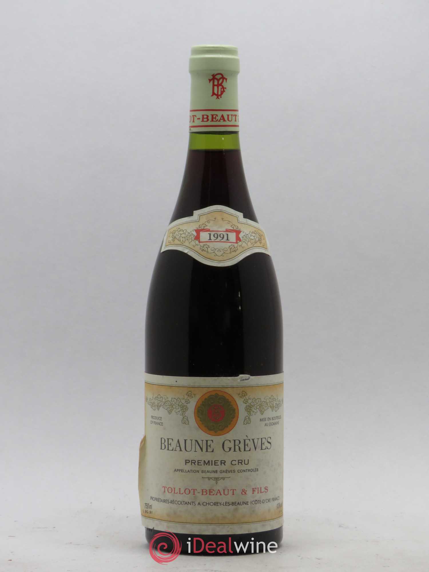 Beaune 1er Cru Grèves Domaine Tollot Beaut & Fils 1991 - Posten von 1 Flasche - 0