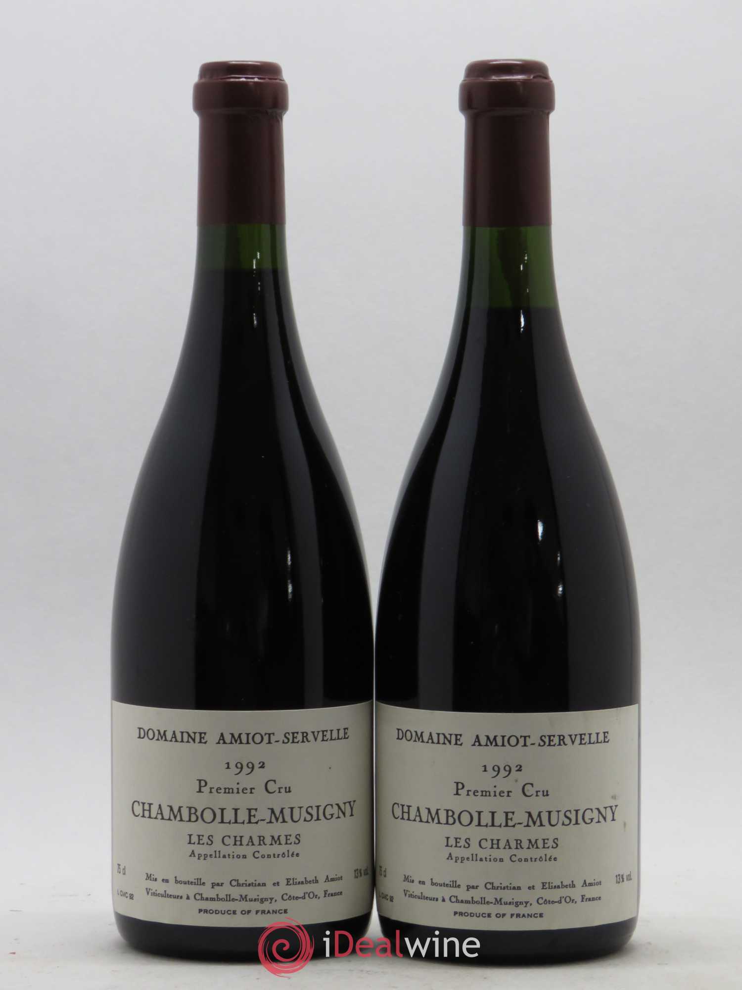 Chambolle-Musigny 1er Cru Les Charmes Amiot-Servelle 1992 - Lot de 2 bouteilles - 0
