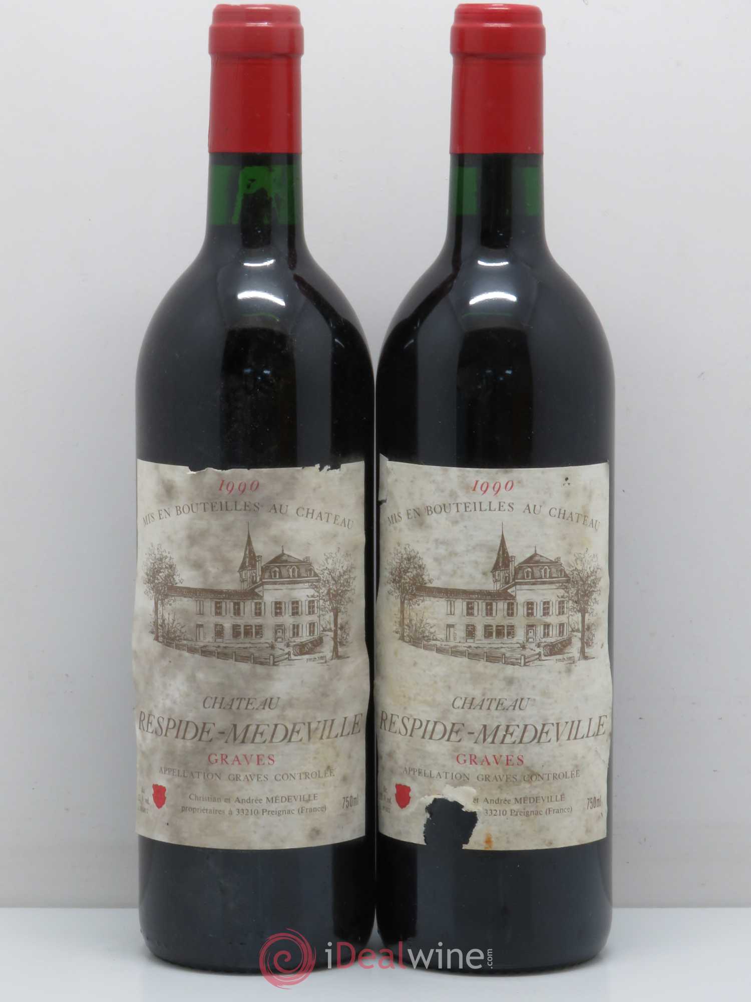 Château Respide Médeville 1990 - Lot de 2 bouteilles - 0