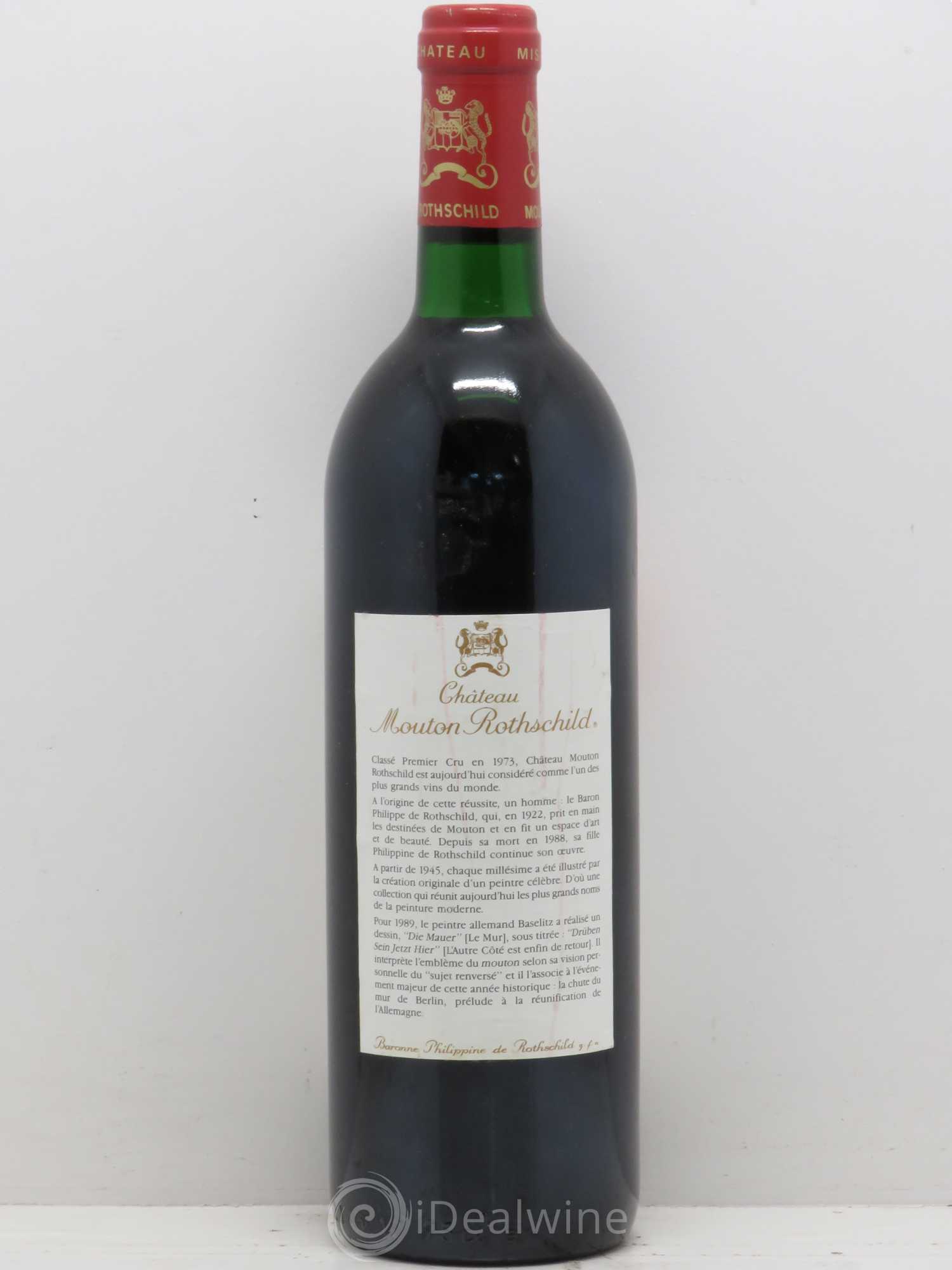 Château Mouton Rothschild 1er Grand Cru Classé 1989 - Lot de 1 bouteille - 1