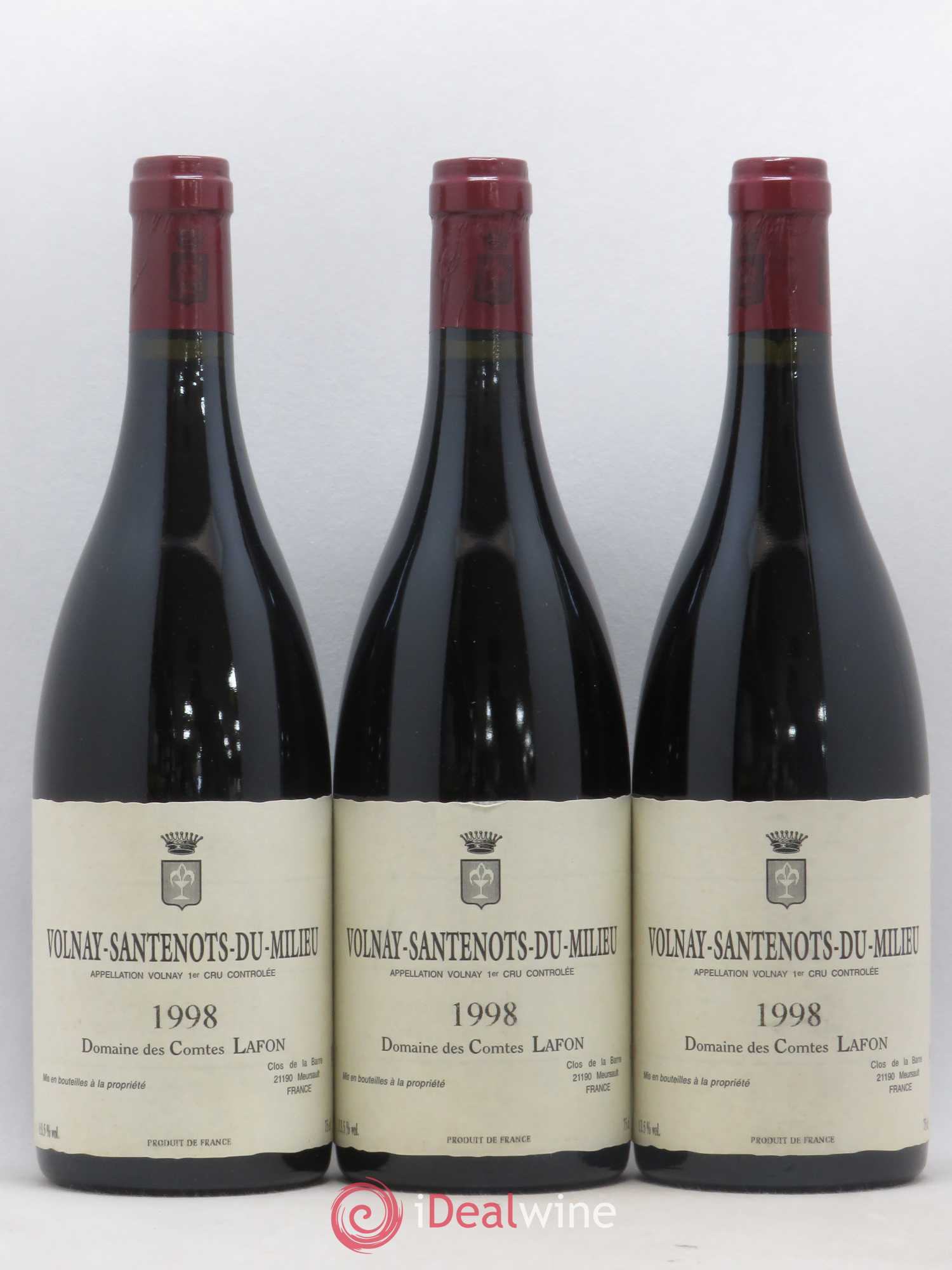 Volnay 1er Cru Santenots du Milieu Comtes Lafon (Domaine des) 1998 - Lot de 3 bouteilles - 0