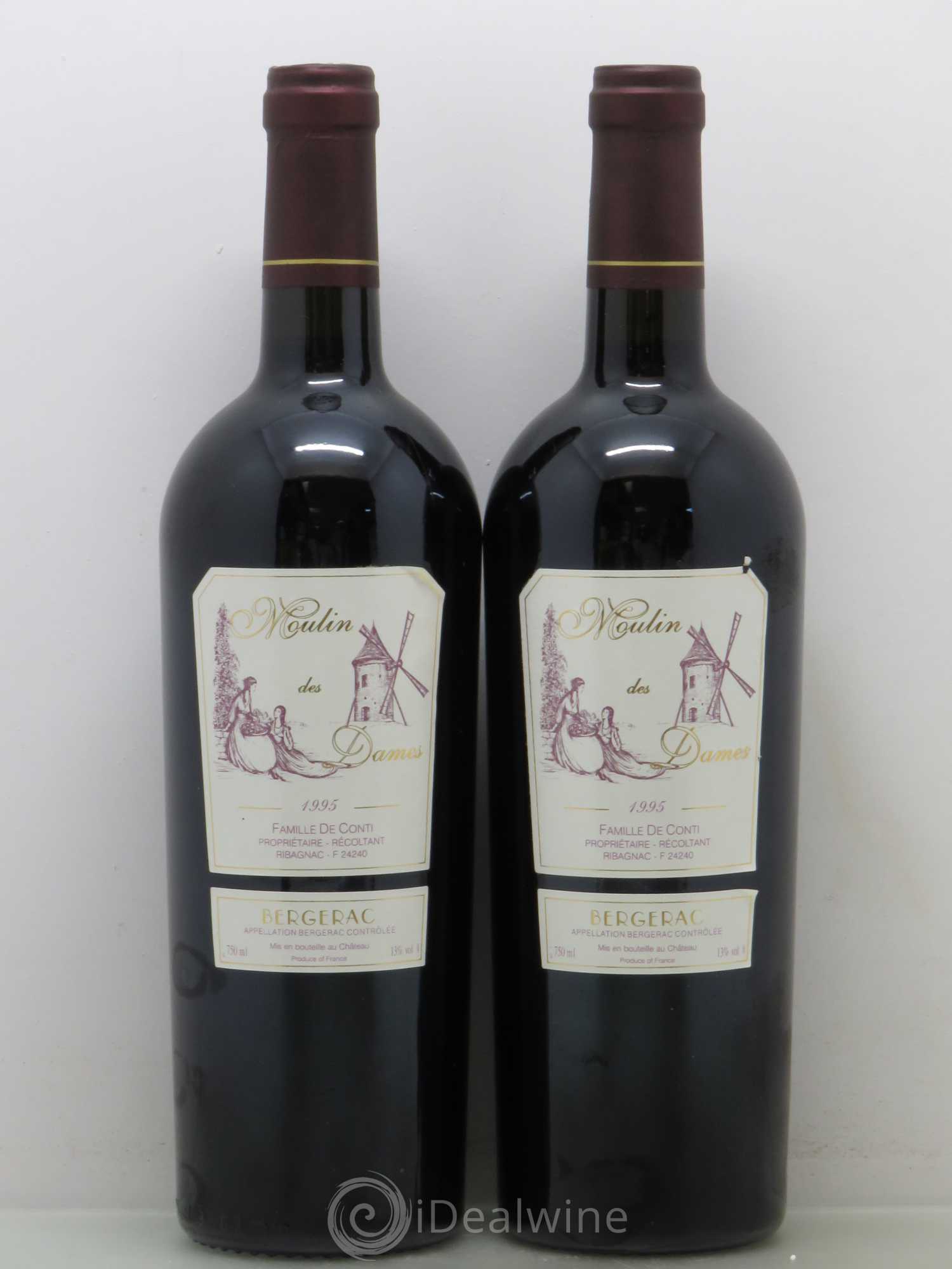 Bergerac Château Tour des Gendres Moulin des Dames Famille de Conti 1995 - Lot de 2 bouteilles - 0
