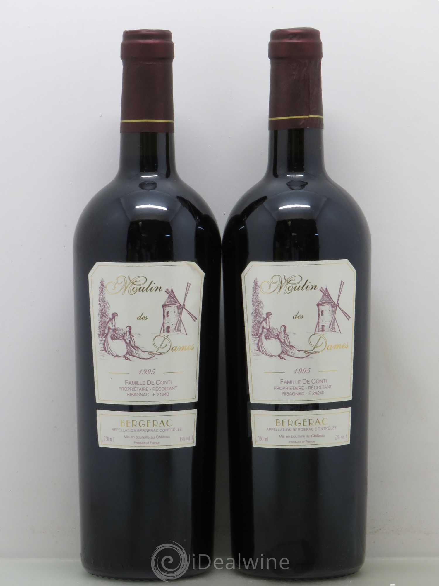 Bergerac Château Tour des Gendres Moulin des Dames Famille de Conti 1995 - Lot de 2 bouteilles - 0