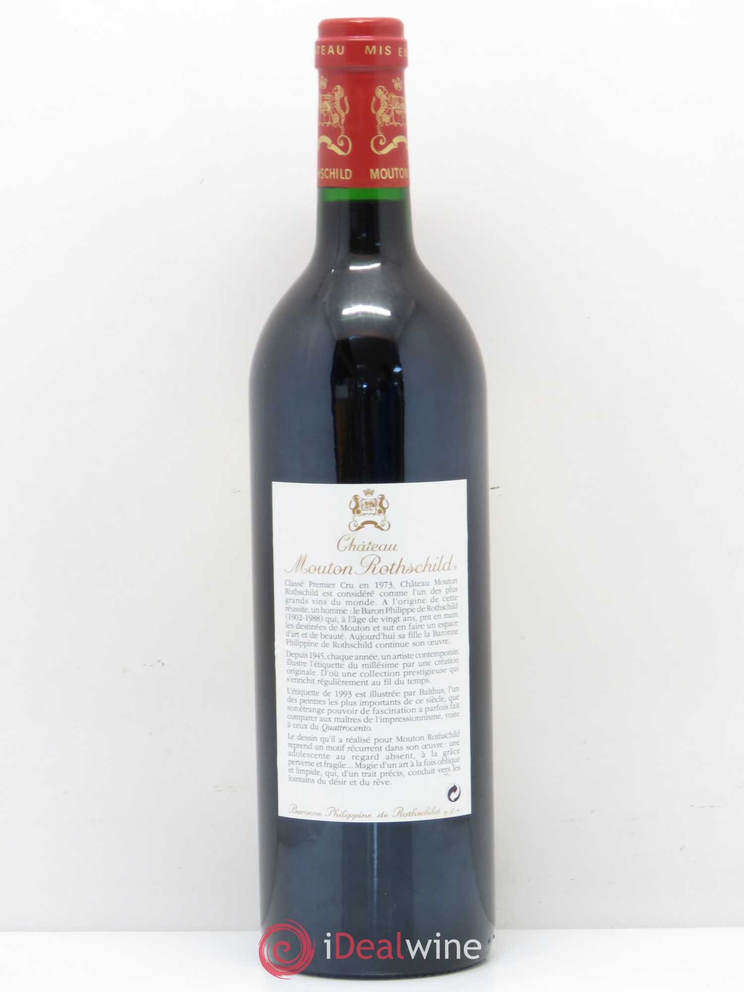 Château Mouton Rothschild 1er Grand Cru Classé 1993 - Lot de 1 bouteille - 1