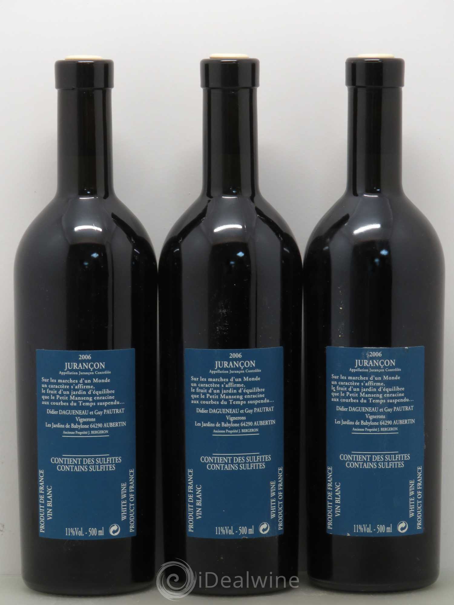 Vin de France(anciennement Jurançon) Les Jardins de Babylone Sec Didier Dagueneau 2006 - Lot de 3 bouteilles - 1