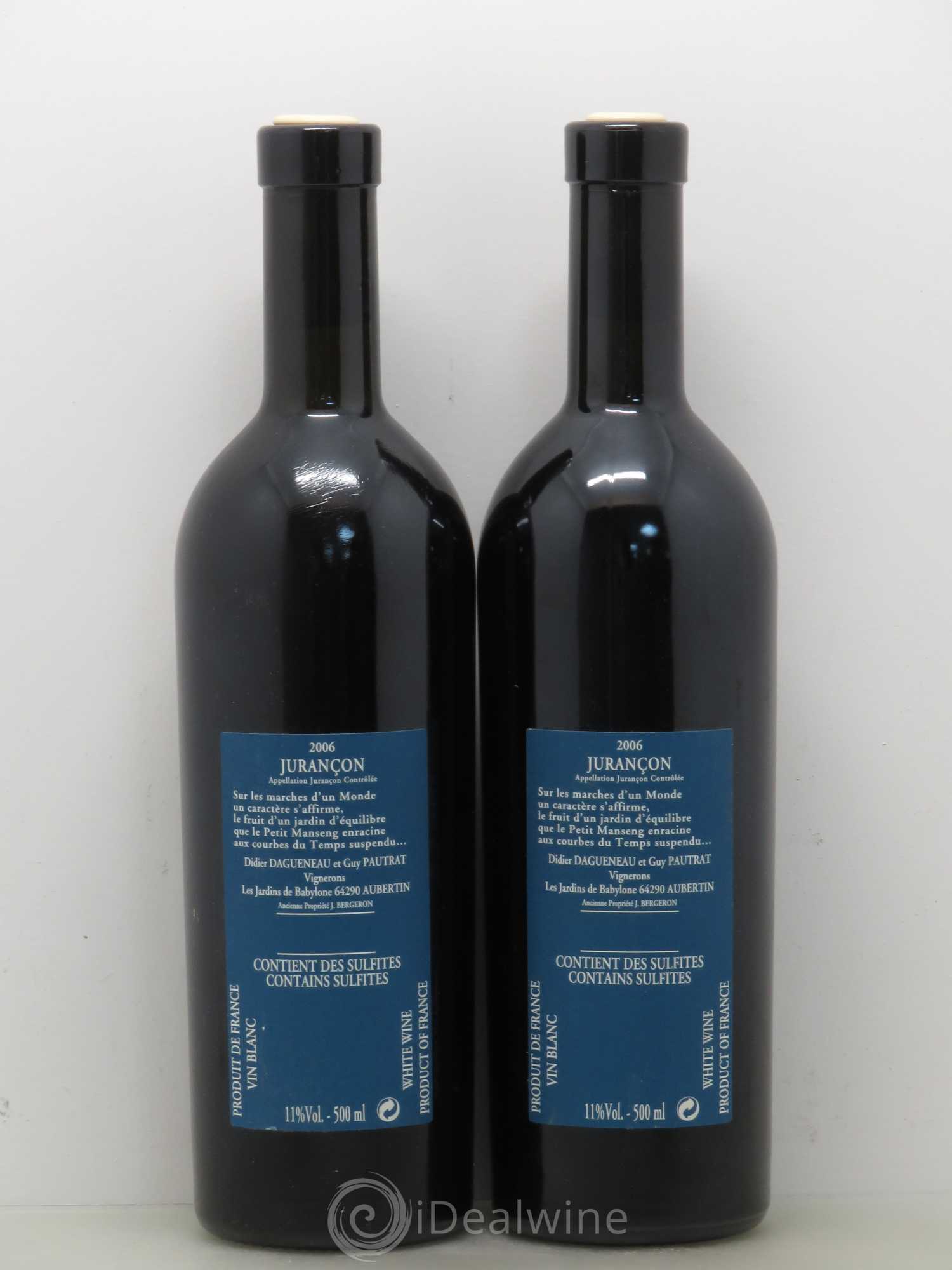 Vin de France(anciennement Jurançon) Les Jardins de Babylone Sec Didier Dagueneau 2006 - Lot de 2 bouteilles - 1