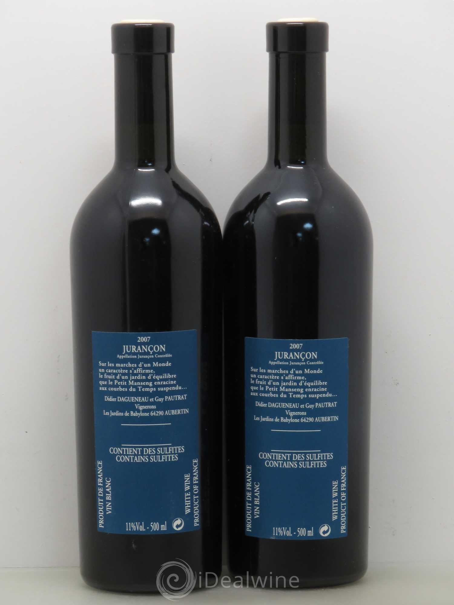 Vin de France(anciennement Jurançon) Les Jardins de Babylone Sec Didier Dagueneau 2007 - Lot de 2 bouteilles - 1