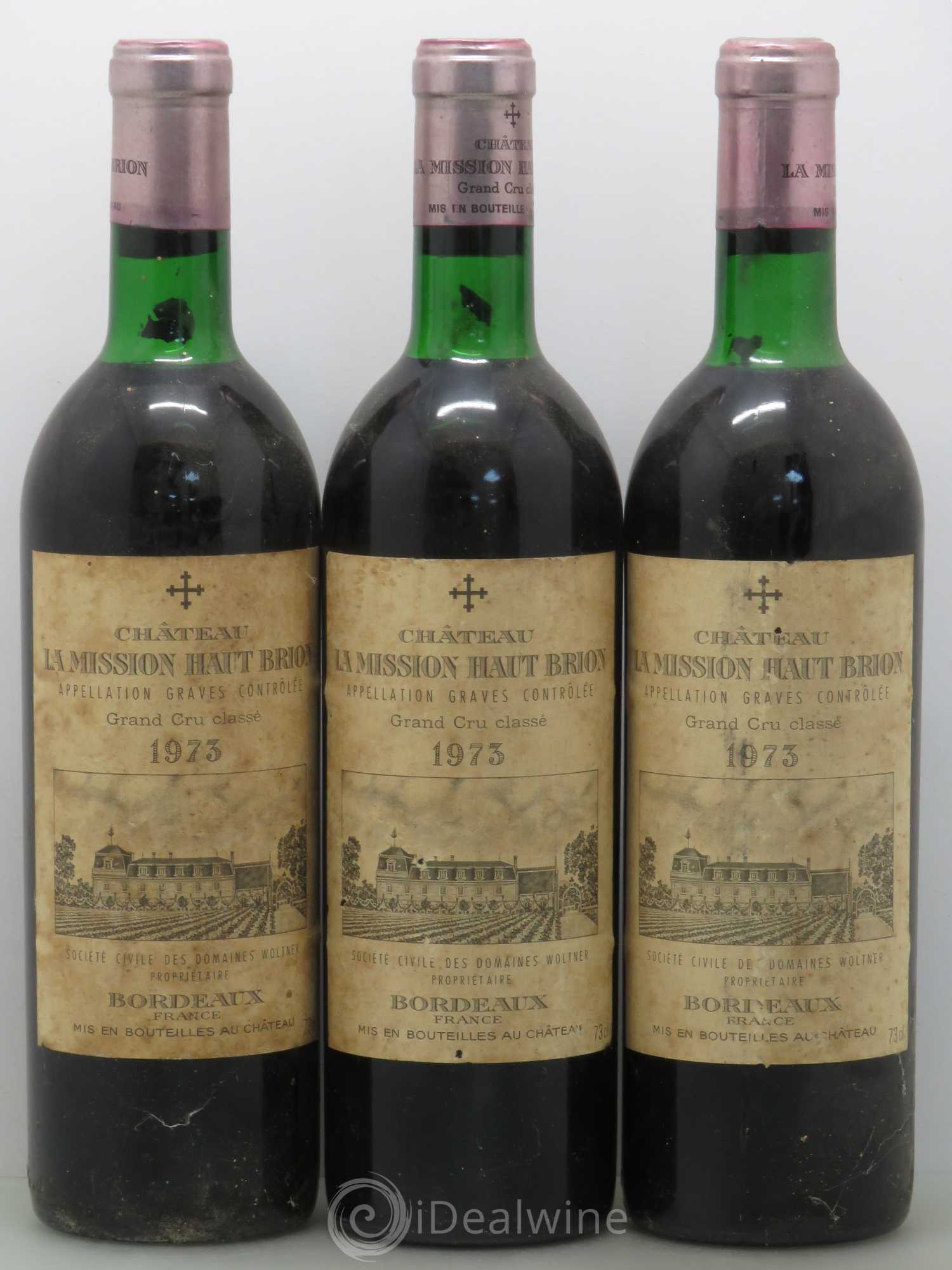 Château la Mission Haut-Brion Cru Classé de Graves 1973 - Lot de 3 bouteilles - 0