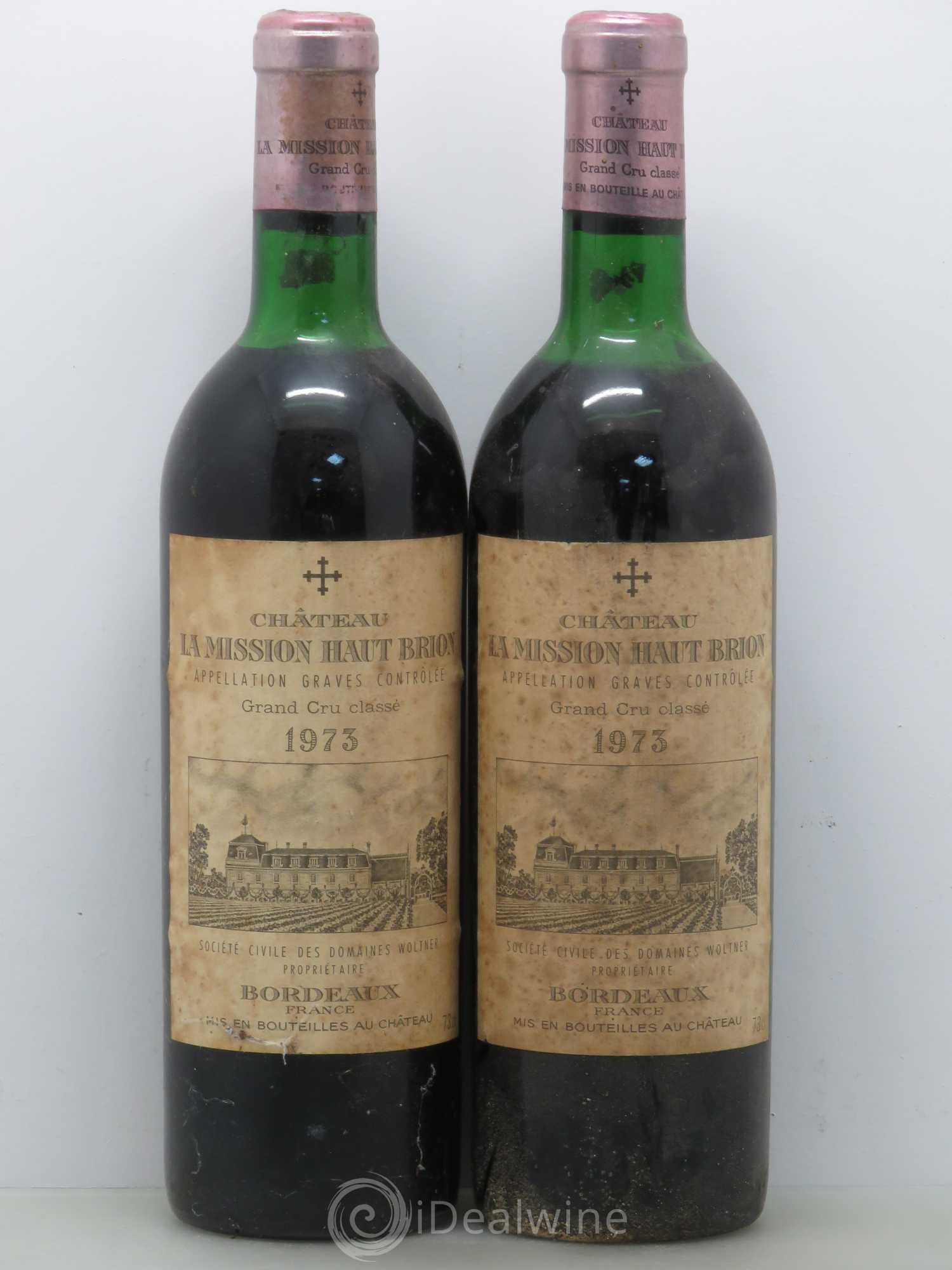 Château la Mission Haut-Brion Cru Classé de Graves 1973 - Lot de 2 bouteilles - 0