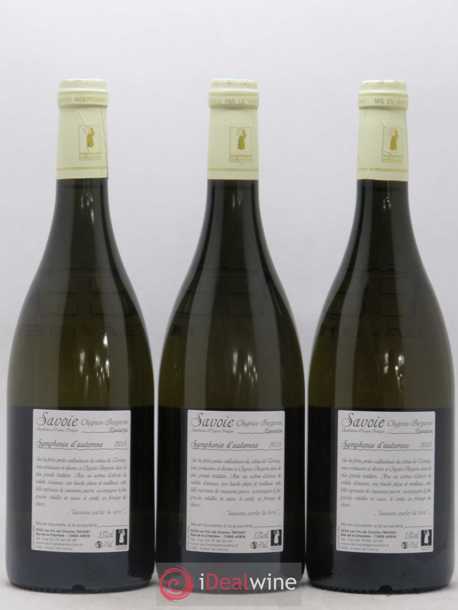 Vin de Savoie Chignin-Bergeron Symphonie d'Automne Les Fils de Charles Trosset 2015 - Lot de 3 bouteilles - 1