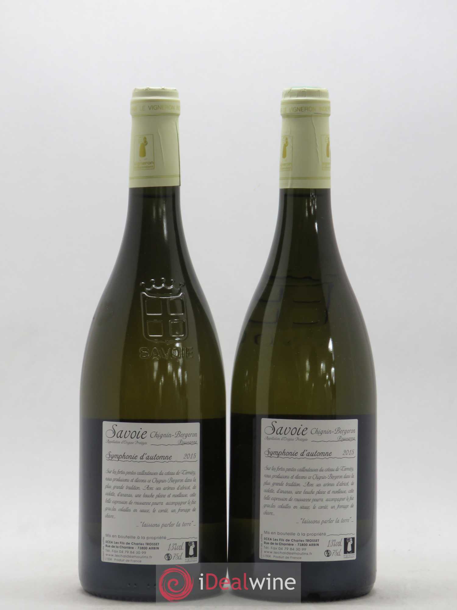 Vin de Savoie Chignin-Bergeron Symphonie d'Automne Les Fils de Charles Trosset 2015 - Lot de 2 bouteilles - 1
