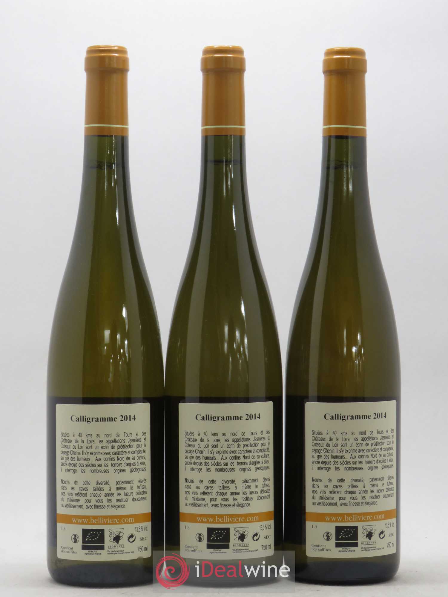 Jasnières Calligramme Domaine de Bellivière 2014 - Lot de 3 bouteilles - 1