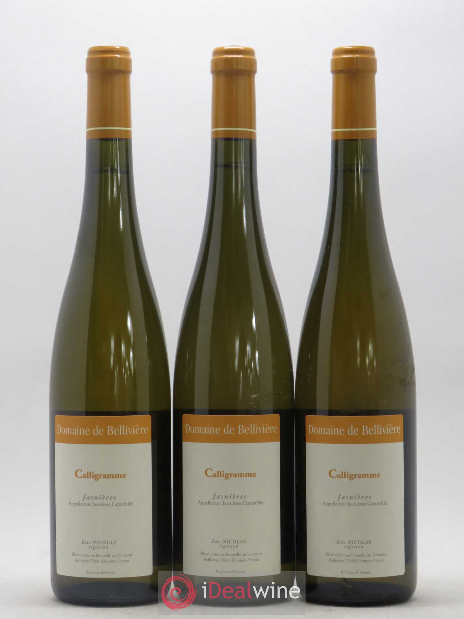 Jasnières Calligramme Domaine de Bellivière 2014 - Lot de 3 bouteilles - 0