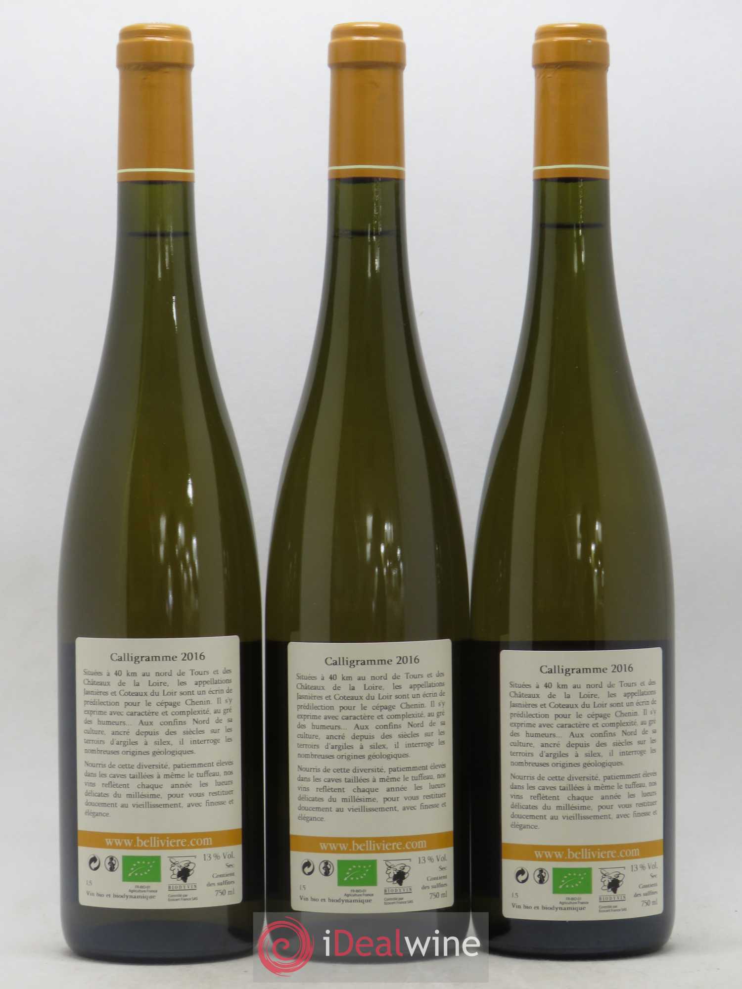 Jasnières Calligramme Domaine de Bellivière 2016 - Lot de 6 bouteilles - 4