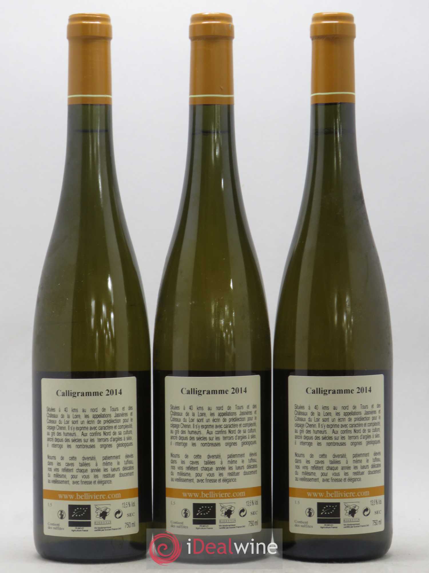 Jasnières Calligramme Domaine de Bellivière 2014 - Lot de 6 bouteilles - 4