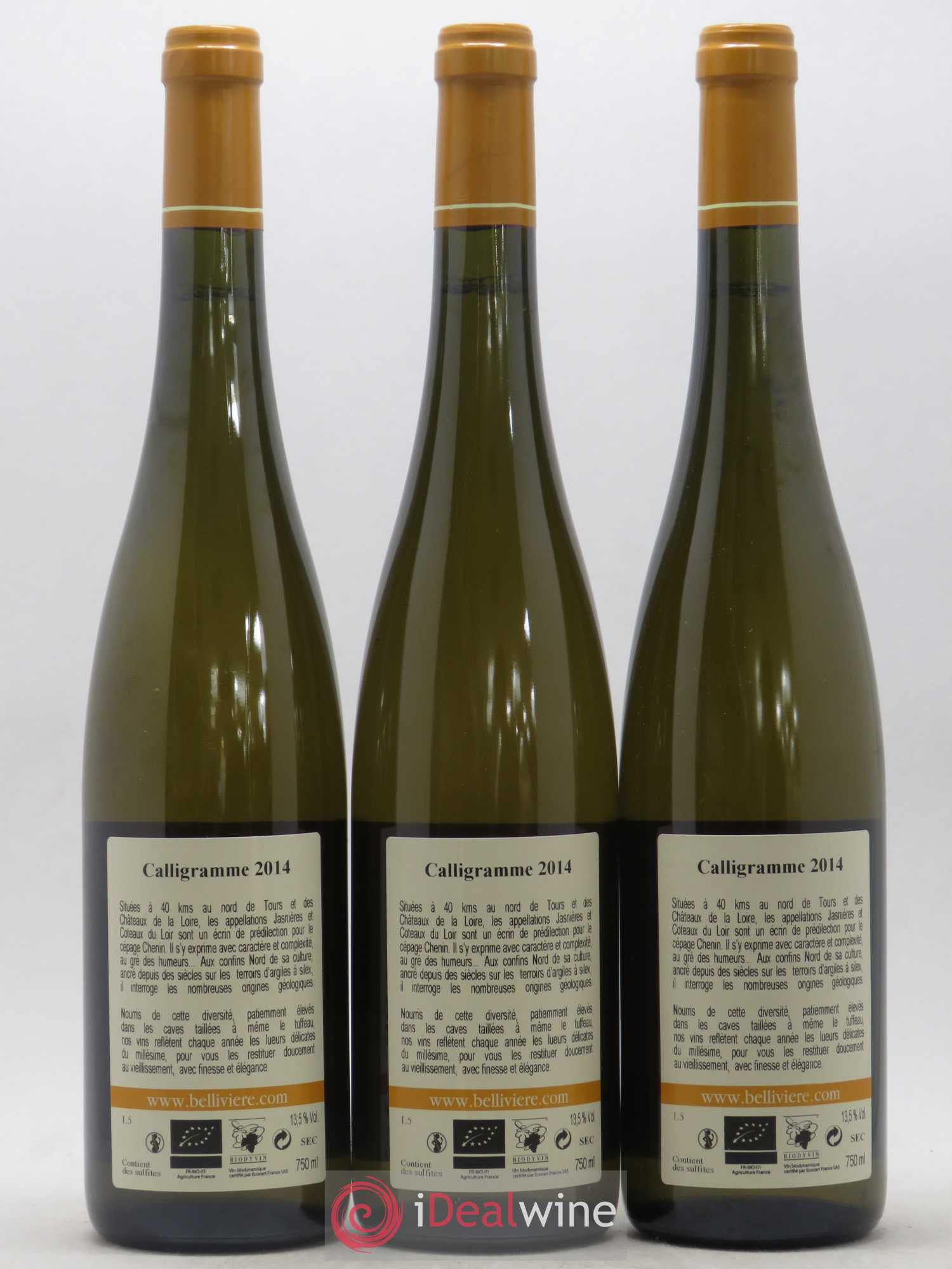 Jasnières Calligramme Domaine de Bellivière 2014 - Lot de 3 bouteilles - 1