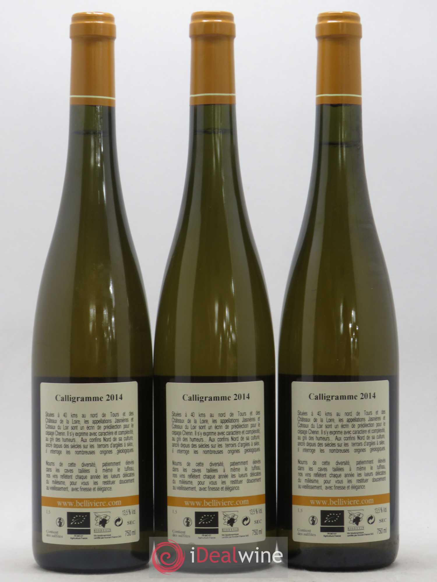 Jasnières Calligramme Domaine de Bellivière 2014 - Lot de 3 bouteilles - 1