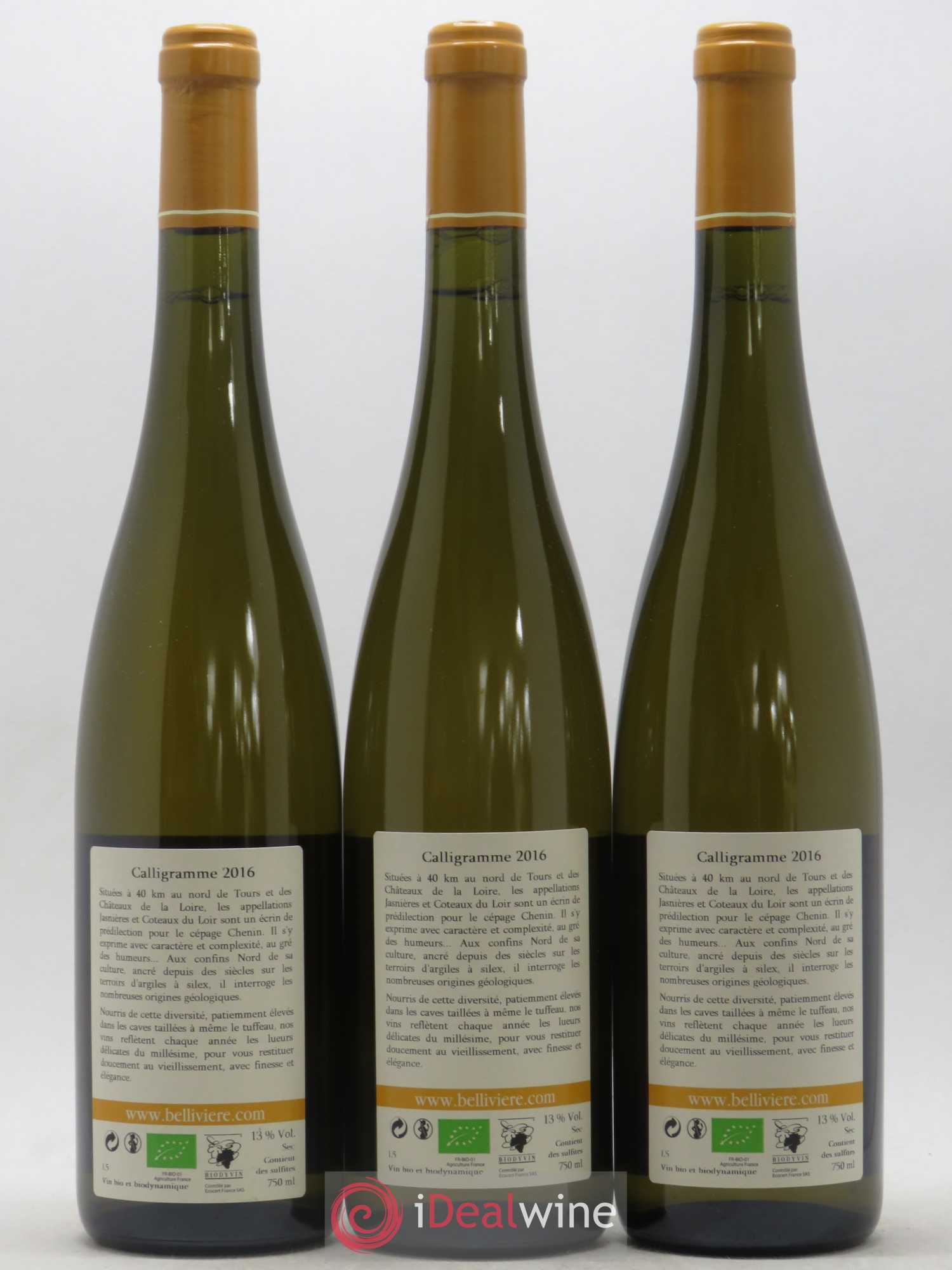 Jasnières Calligramme Domaine de Bellivière 2016 - Lot de 3 bouteilles - 1