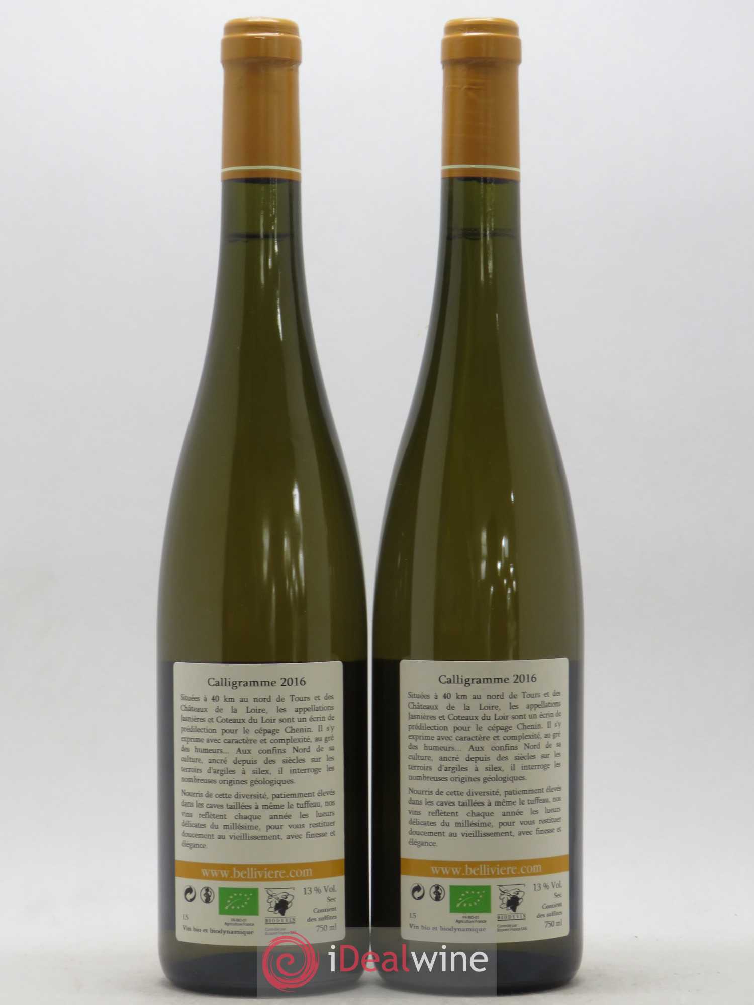 Jasnières Calligramme Domaine de Bellivière 2016 - Lot de 2 bouteilles - 1