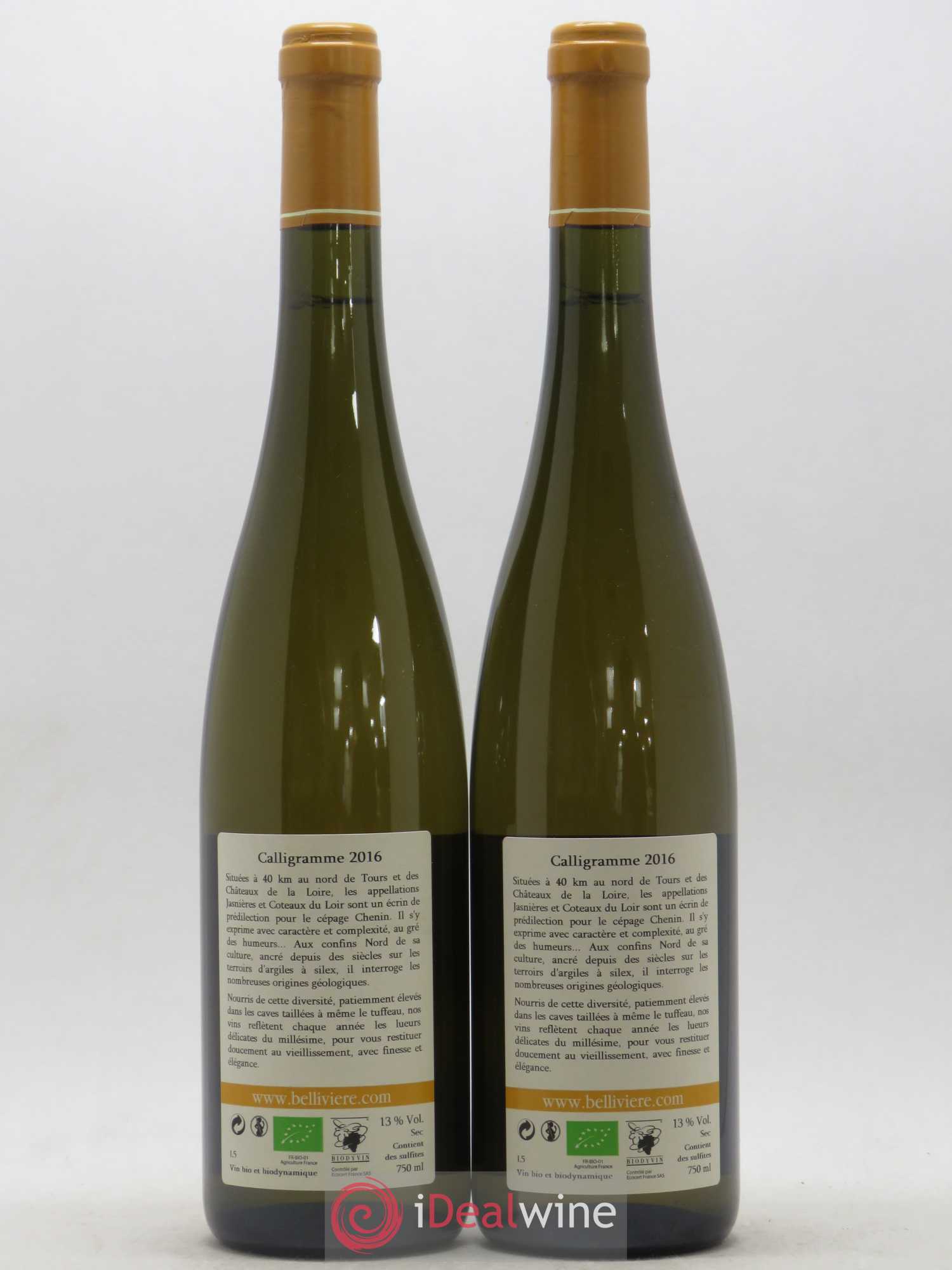 Jasnières Calligramme Domaine de Bellivière 2016 - Lotto di 2 bottiglie - 1