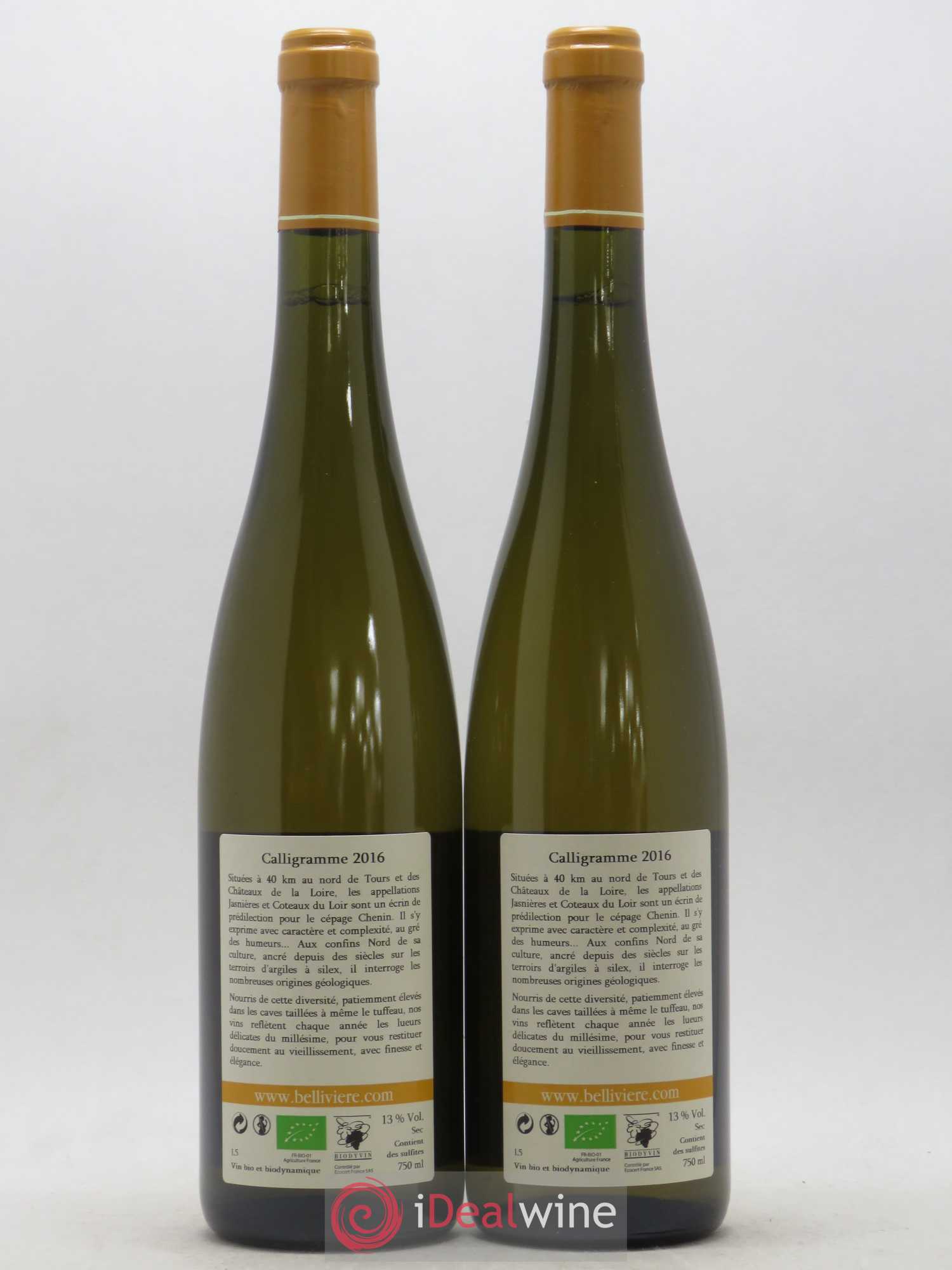 Jasnières Calligramme Domaine de Bellivière 2016 - Lotto di 2 bottiglie - 1