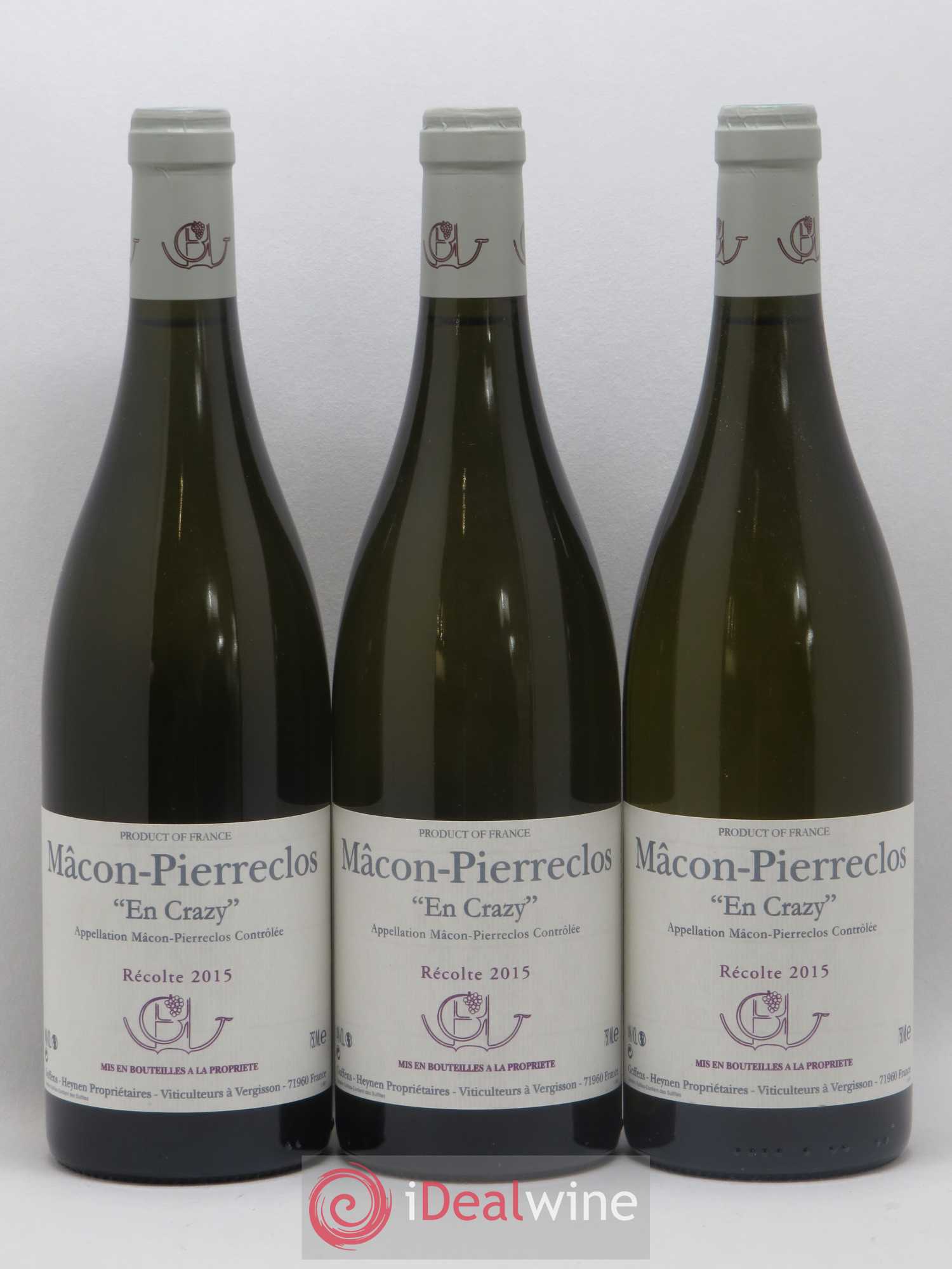Mâcon Pierreclos En Crazy Guffens-Heynen 2015 - Lot de 3 bouteilles - 0