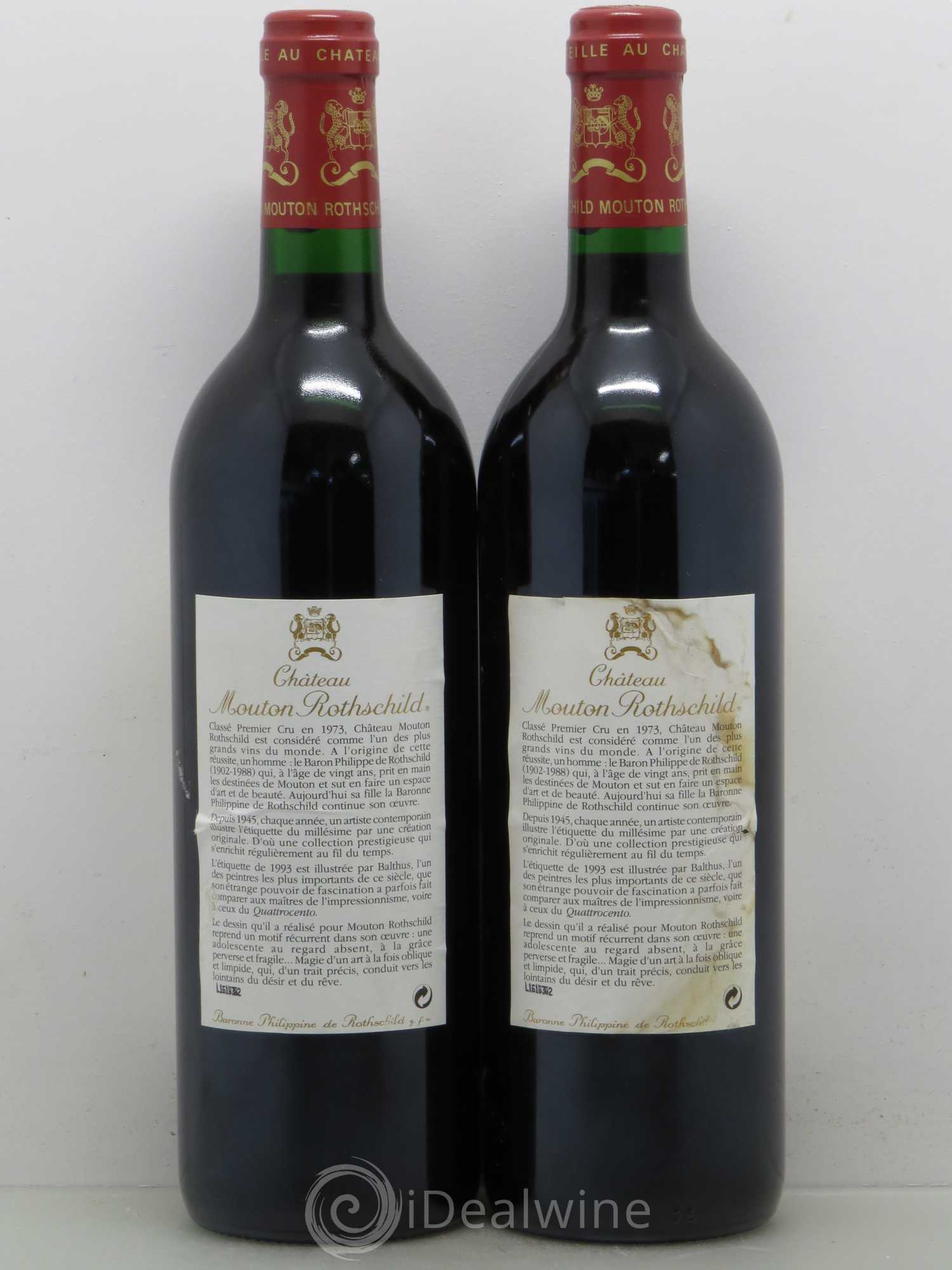 Château Mouton Rothschild 1er Grand Cru Classé 1993 - Lot de 2 bouteilles - 1