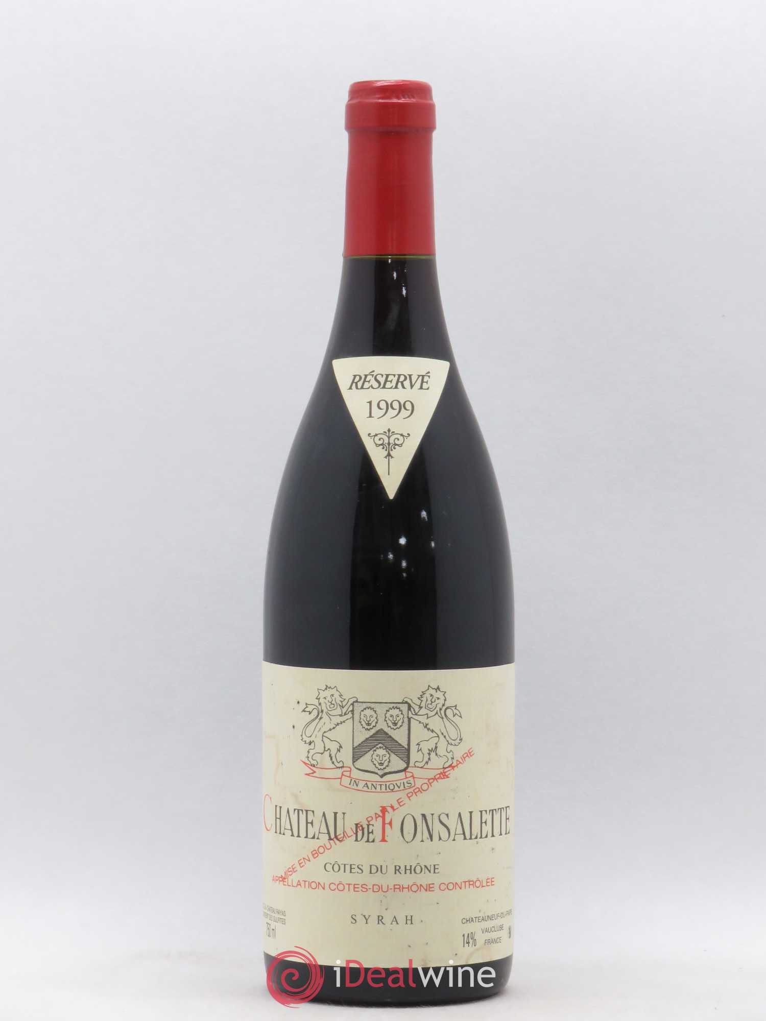 Côtes-du-Rhône Cuvée Syrah Château de Fonsalette 1999 - Lot de 1 bouteille - 0