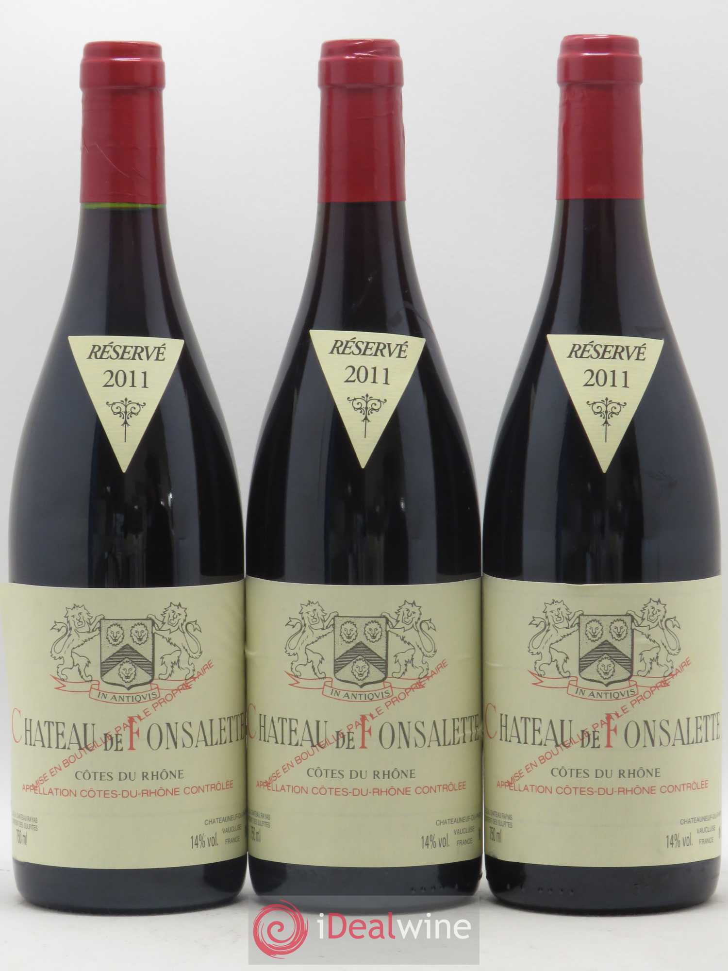 Côtes-du-Rhône Château de Fonsalette Emmanuel Reynaud 2011 - Lot de 3 bouteilles - 0