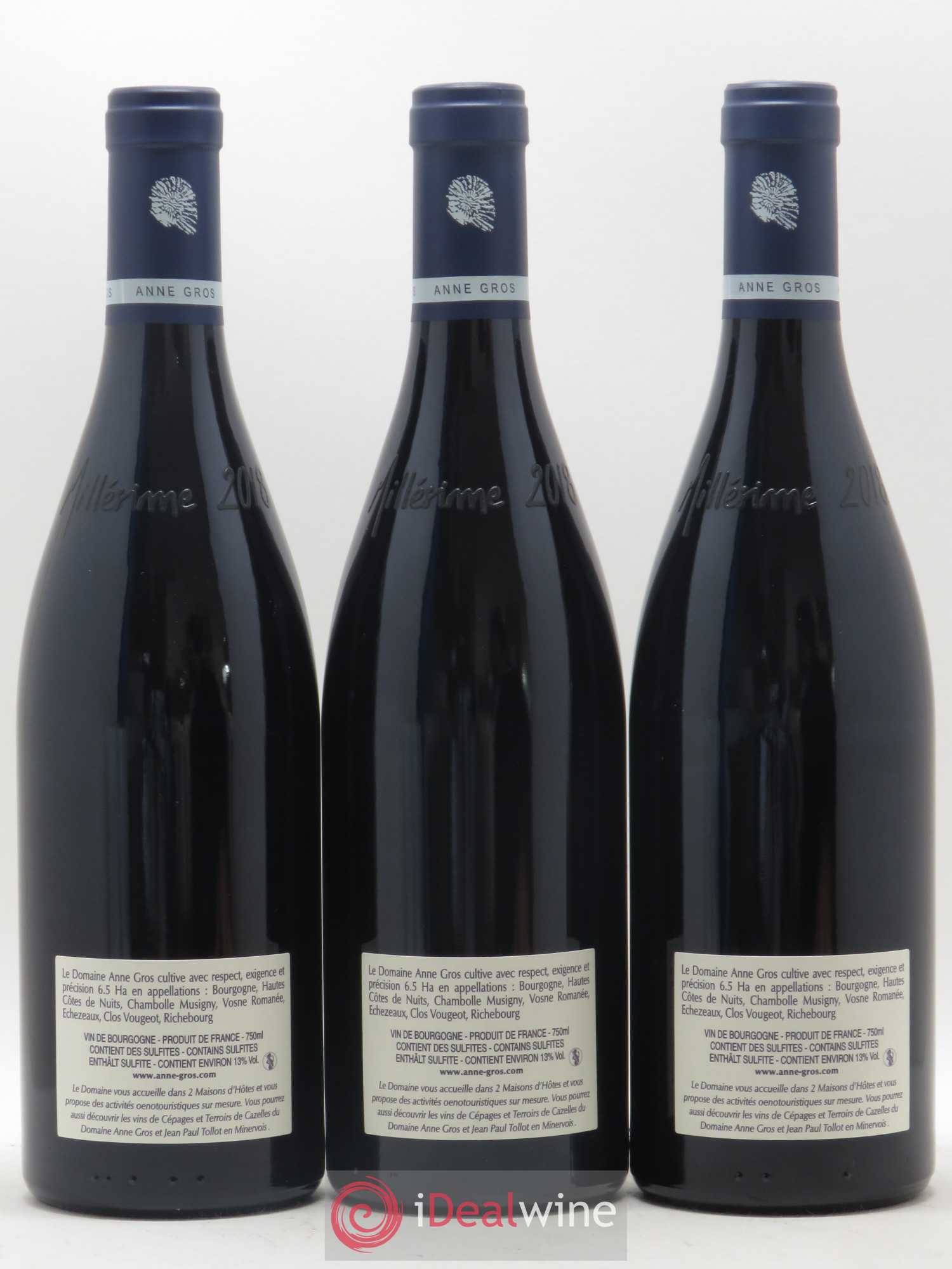 Clos de Vougeot Grand Cru Le Grand Maupertui Anne Gros 2018 - Lot de 3 bouteilles - 1