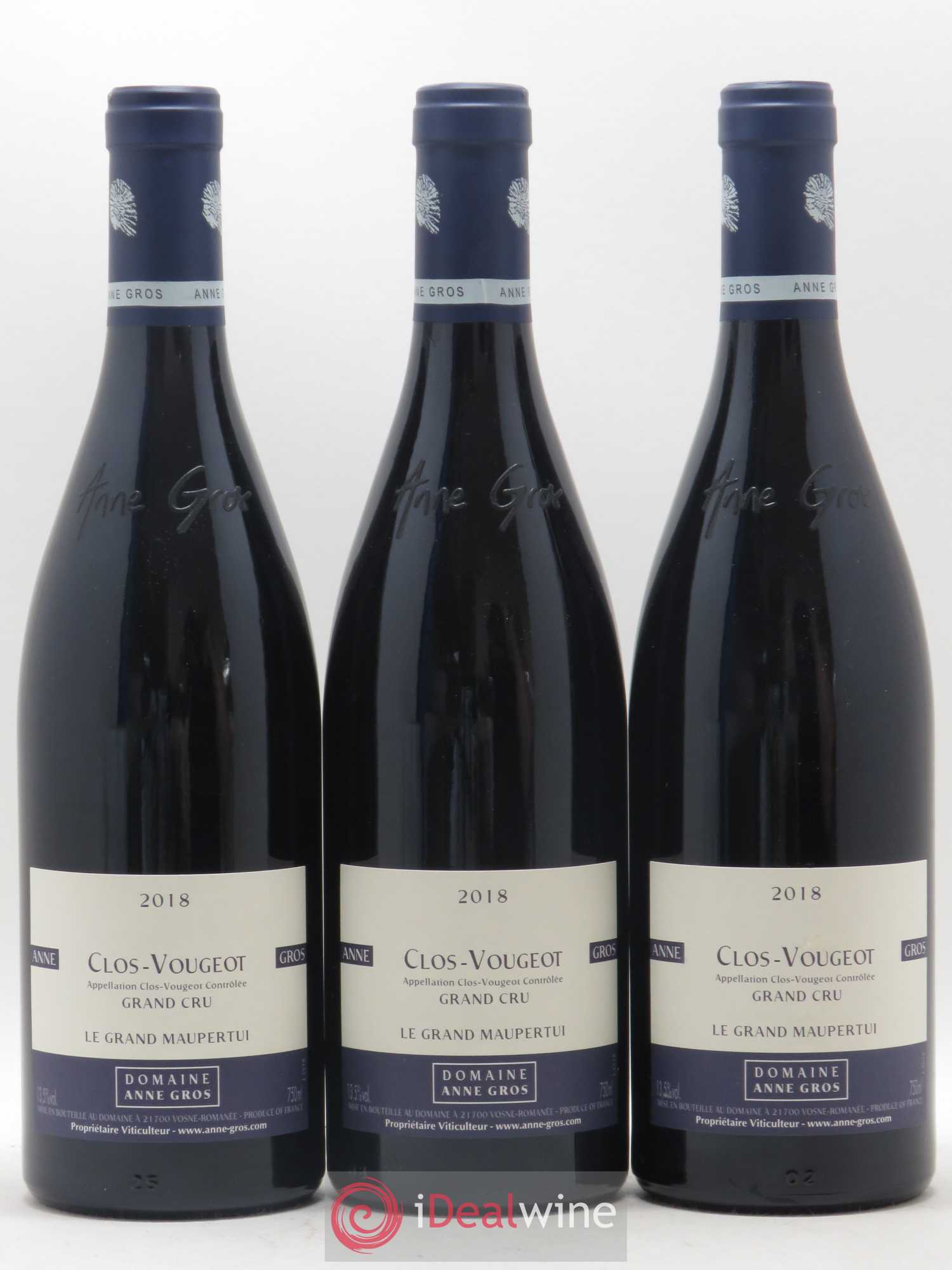Clos de Vougeot Grand Cru Le Grand Maupertui Anne Gros 2018 - Lot de 3 bouteilles - 0