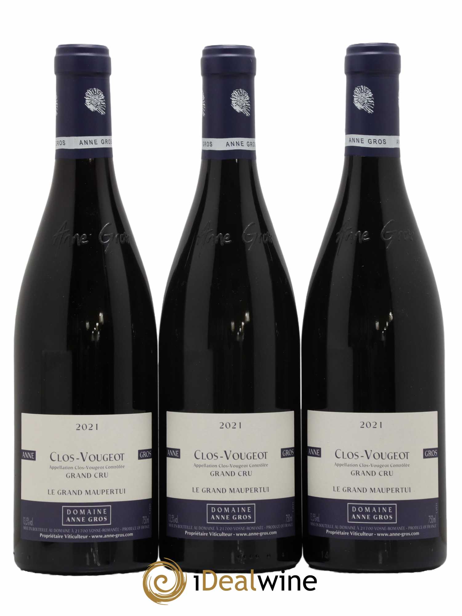 Clos de Vougeot Grand Cru Le Grand Maupertui Anne Gros 2021 - Lot de 3 bouteilles - 0