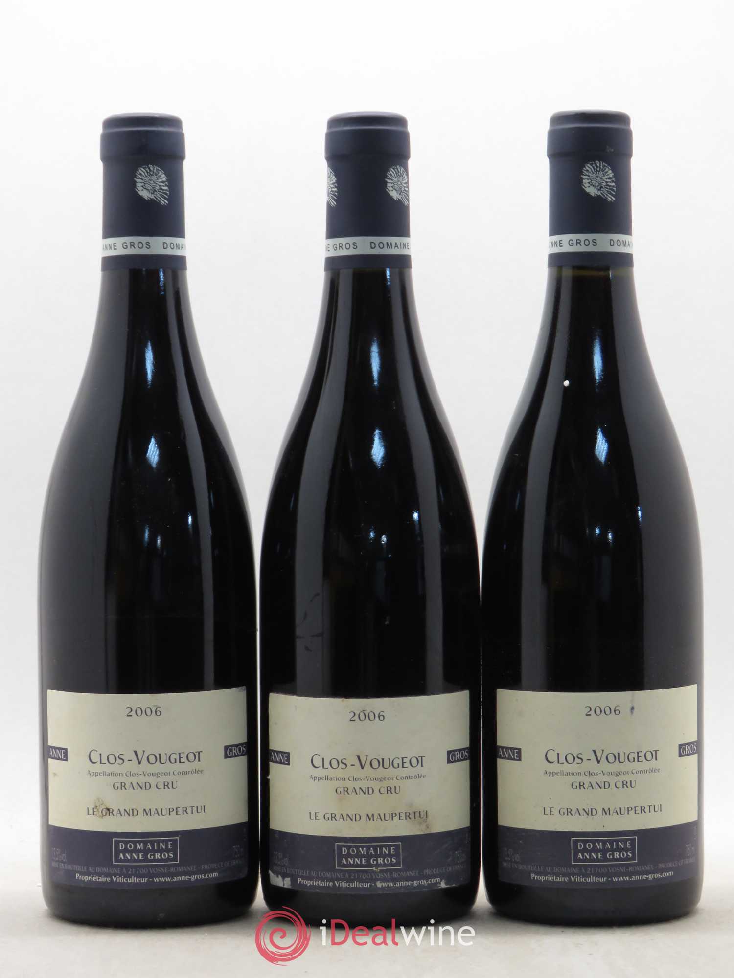 Clos de Vougeot Grand Cru Le Grand Maupertui Anne Gros 2006 - Lot de 3 bouteilles - 0