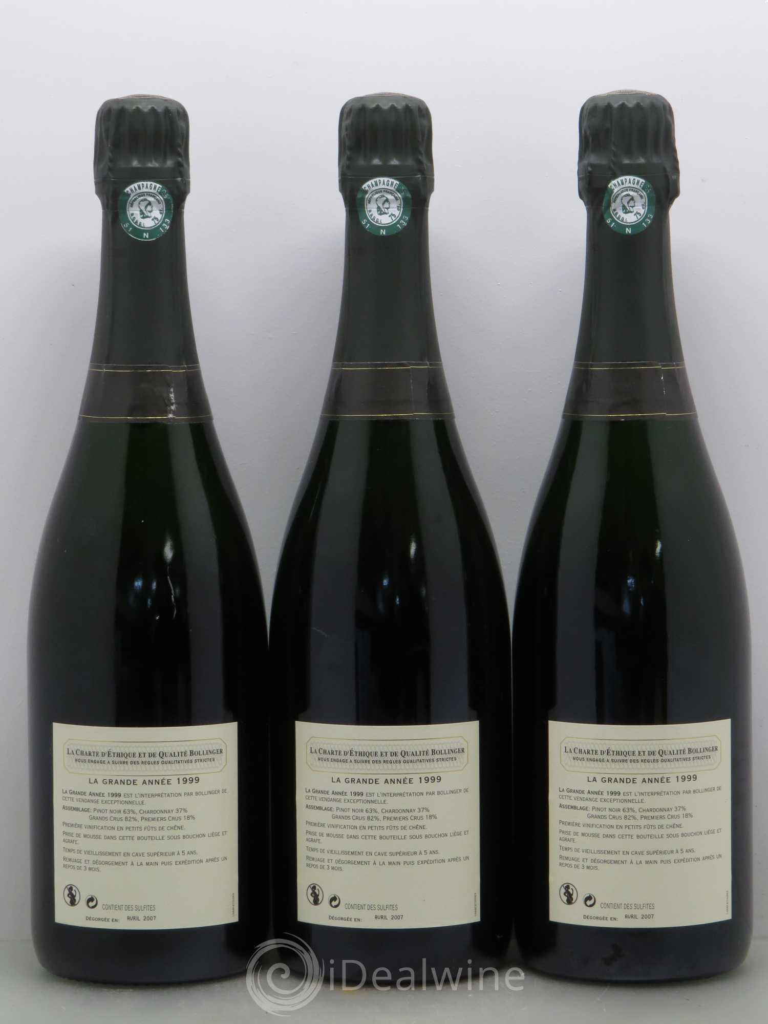 La Grande Année Brut Bollinger (Coffret) 1999 - Lot de 3 bouteilles - 1