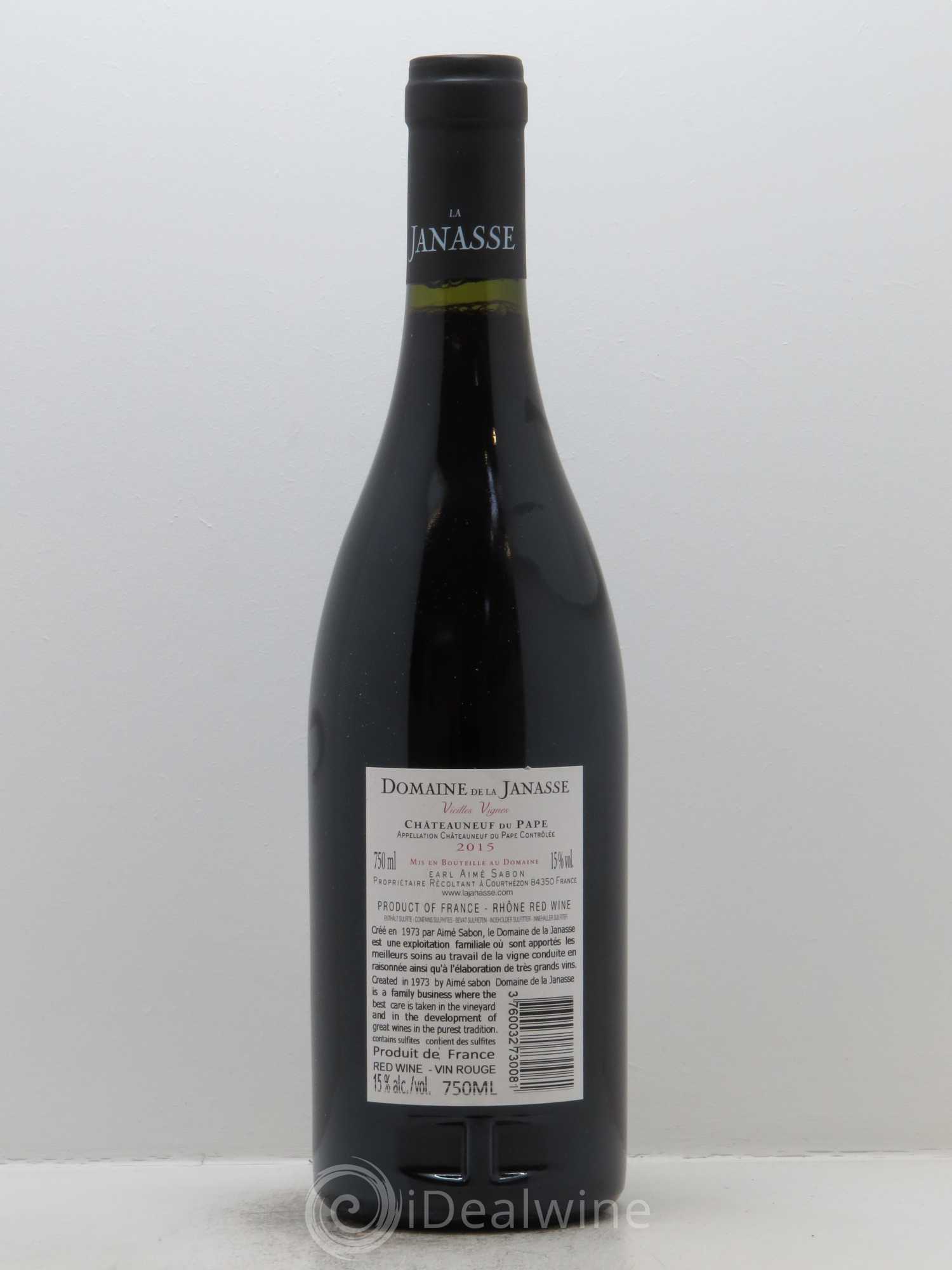 Châteauneuf-du-Pape Cuvée Vieilles Vignes La Janasse (Domaine de) 2015 - Lot de 1 bouteille - 1