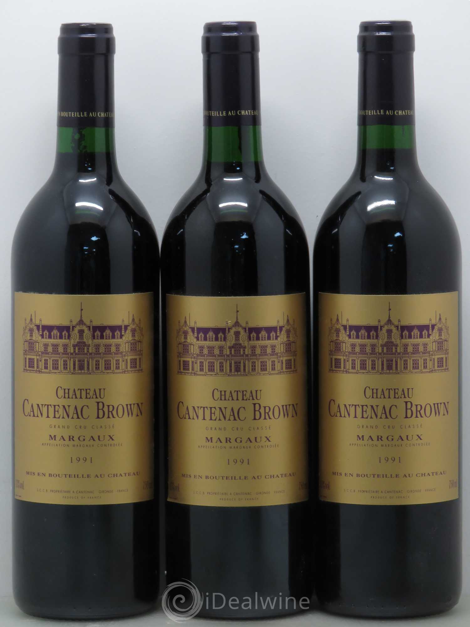 Château Cantenac Brown 3ème Grand Cru Classé 1991 - Lot de 3 bouteilles - 0
