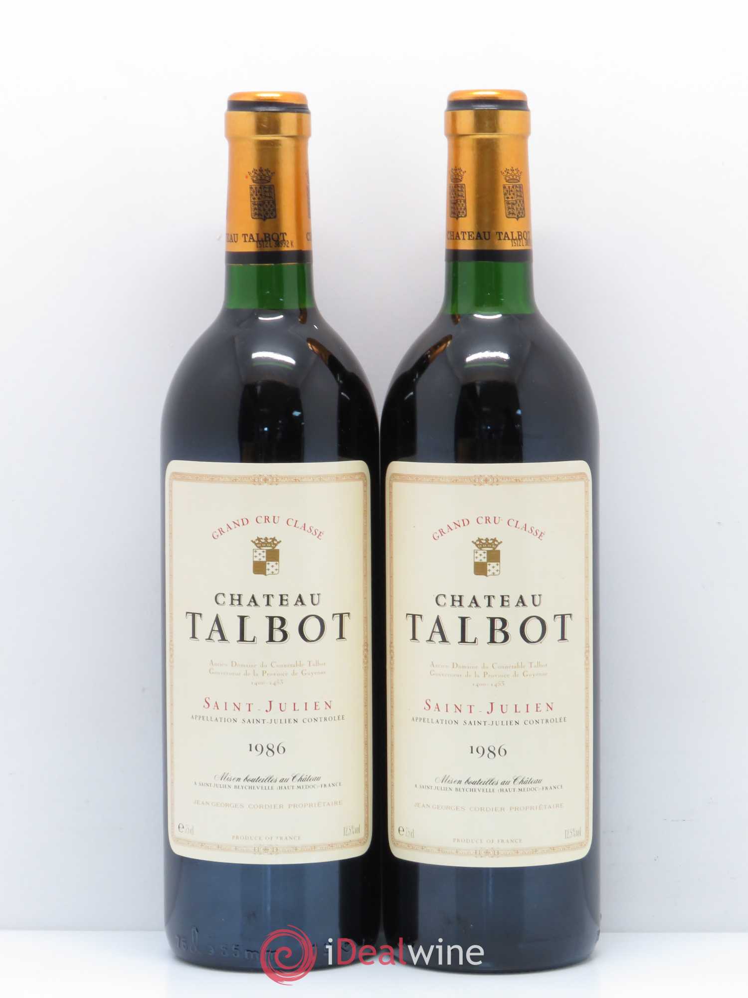 Château Talbot 4ème Grand Cru Classé (sans prix de réserve) 1986 - Lot de 2 bouteilles - 0