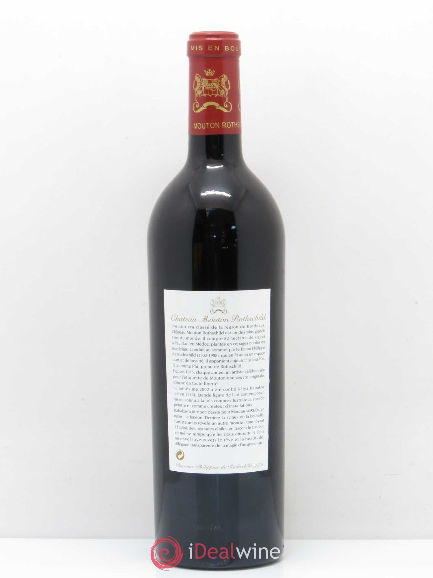 Château Mouton Rothschild 1er Grand Cru Classé 2002 - Lot de 1 bouteille - 1