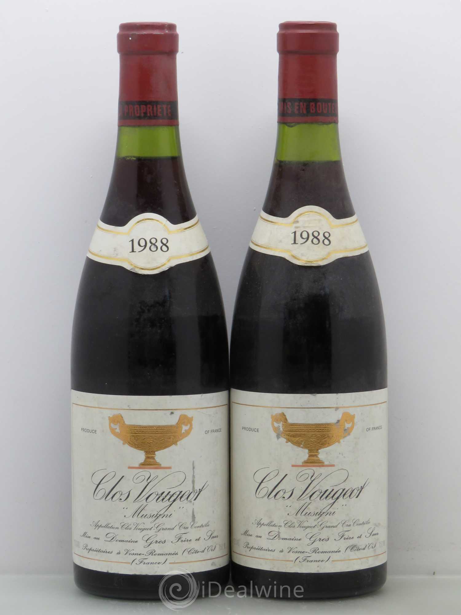 Clos de Vougeot Grand Cru Musigni Gros Frère & Soeur 1988 - Lot de 2 bouteilles - 0