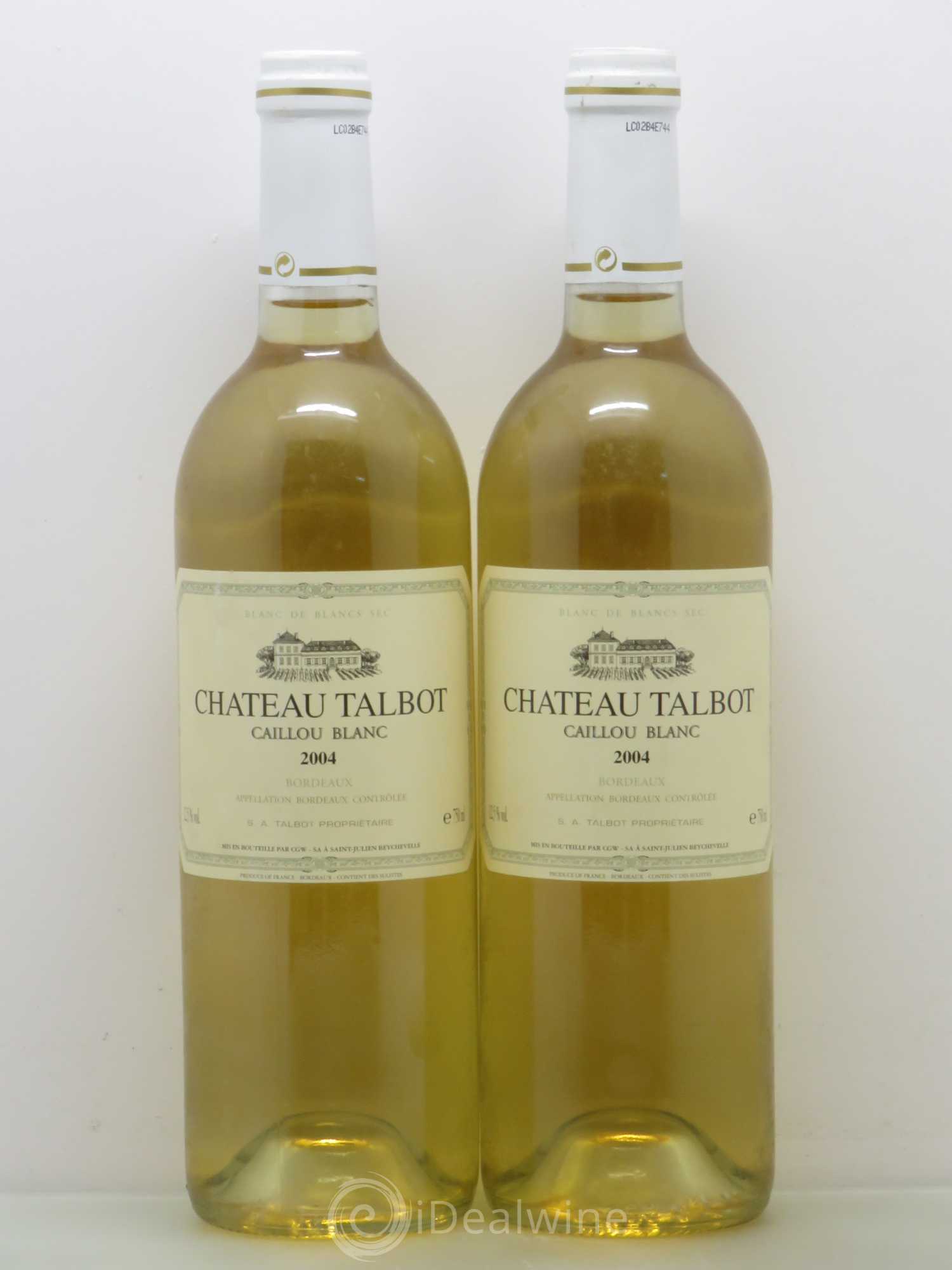 Château Talbot Caillou Blanc 2004 - Lot de 2 bouteilles - 0