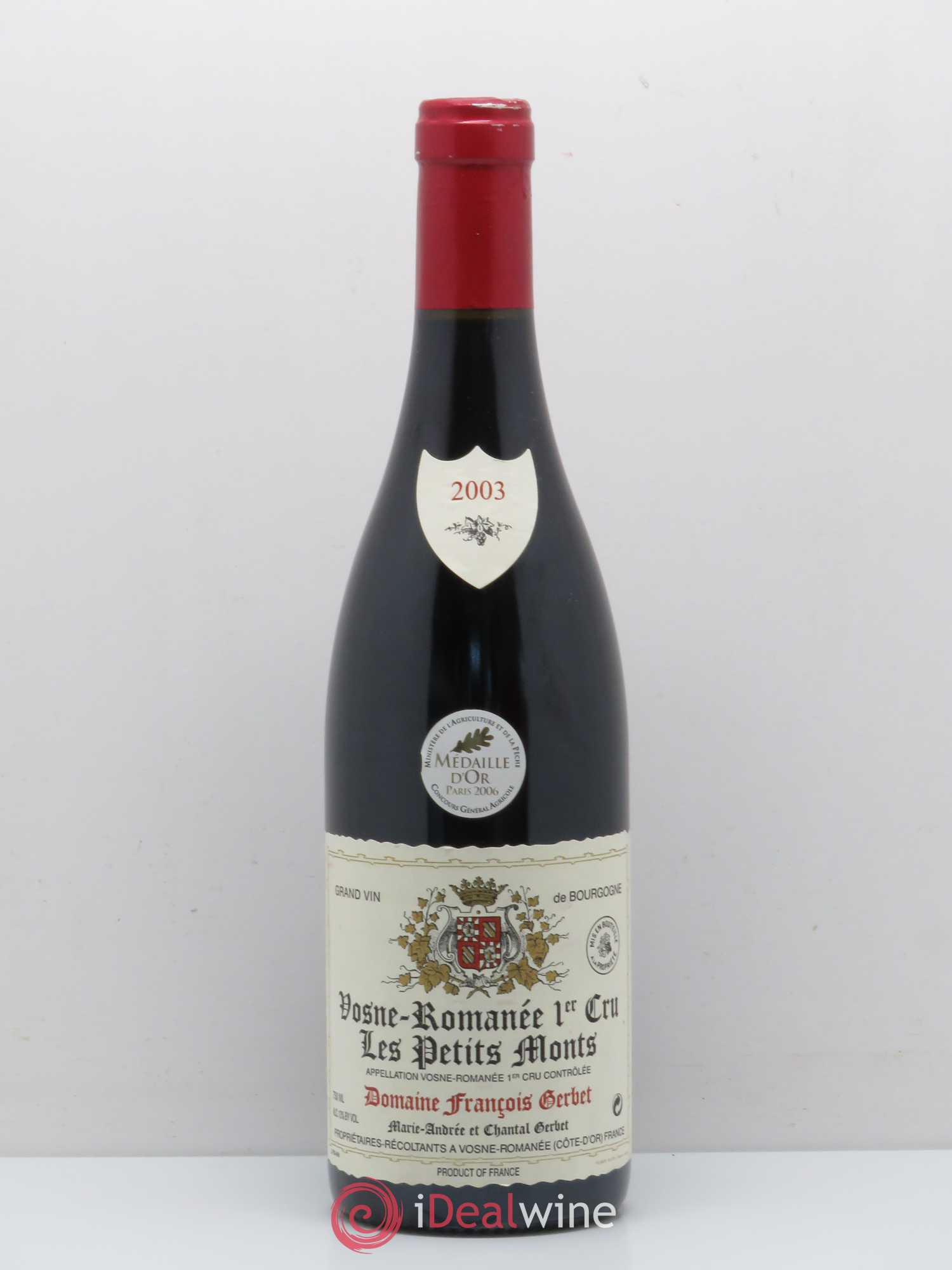 Vosne-Romanée 1er Cru Les Petits Monts Domaine François Gerbet 2003 - Posten von 1 Flasche - 0