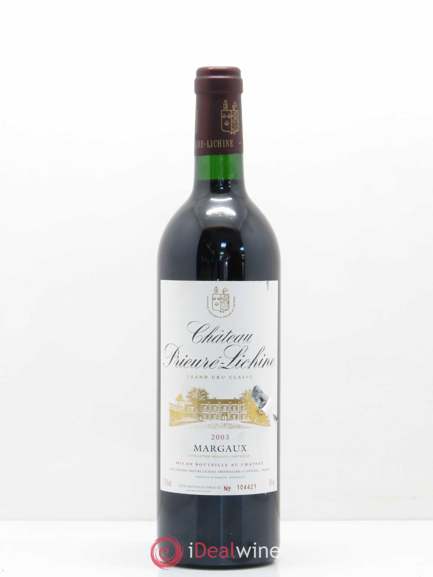 Château Prieuré Lichine 4ème Grand Cru Classé 2003 - Lot de 1 bouteille - 0
