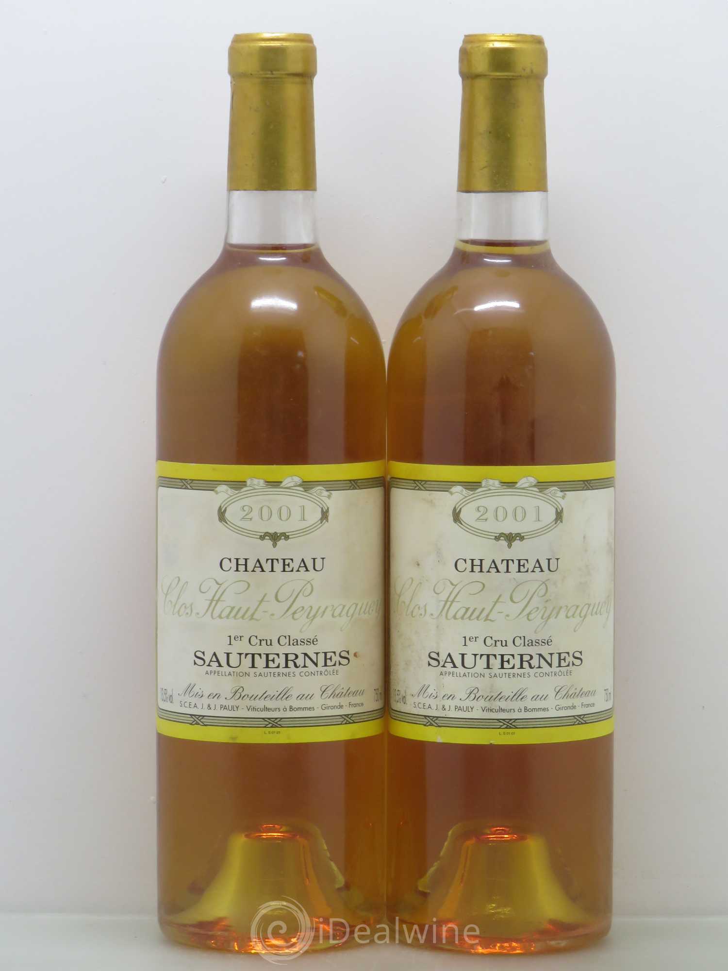Clos Haut-Peyraguey 1er Grand Cru Classé 2001 - Lotto di 2 bottiglie - 0