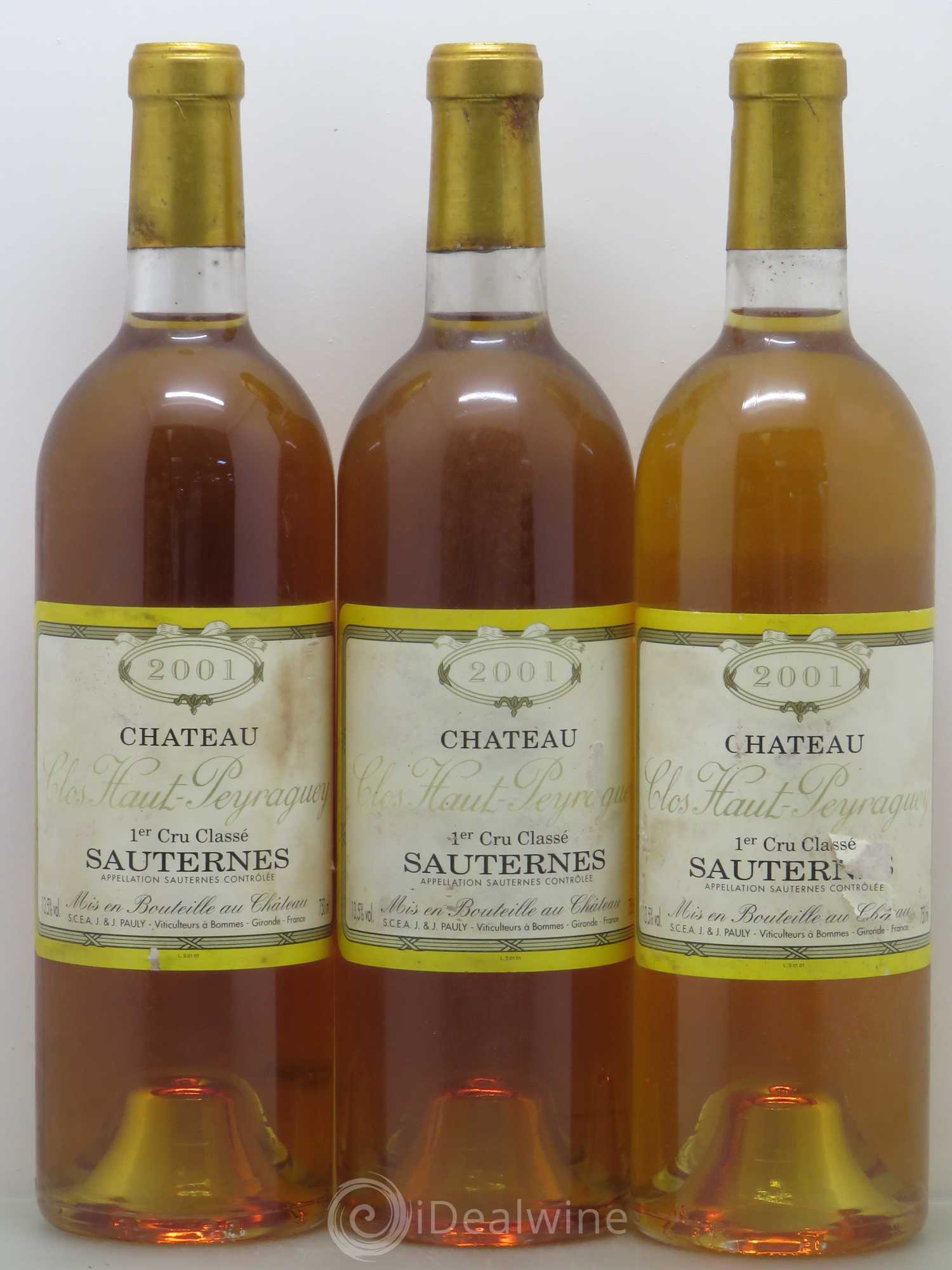 Clos Haut-Peyraguey 1er Grand Cru Classé 2001 - Lotto di 3 bottiglie - 0
